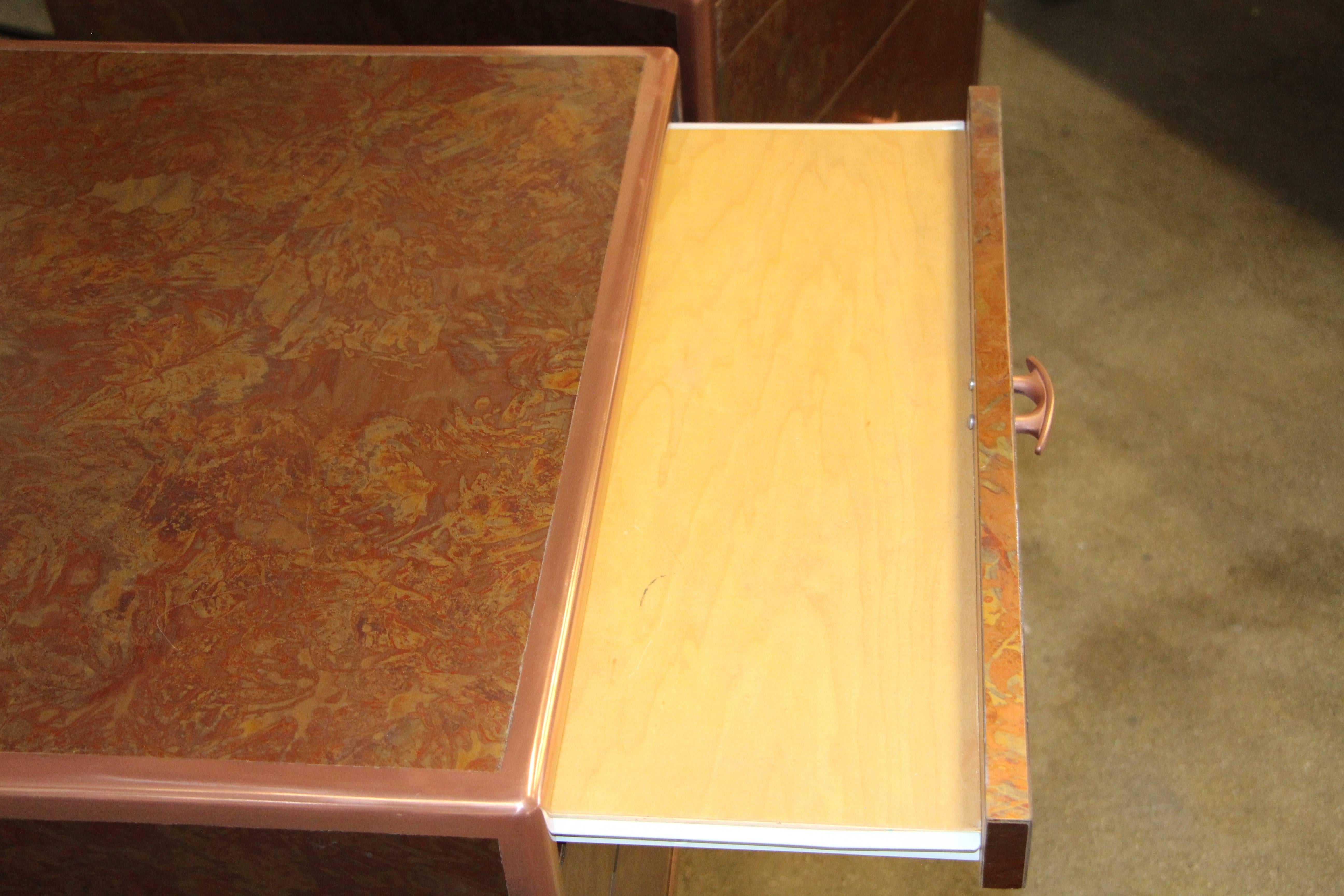 Patinated Copper Sheet Clad Nightstands or Chests 1