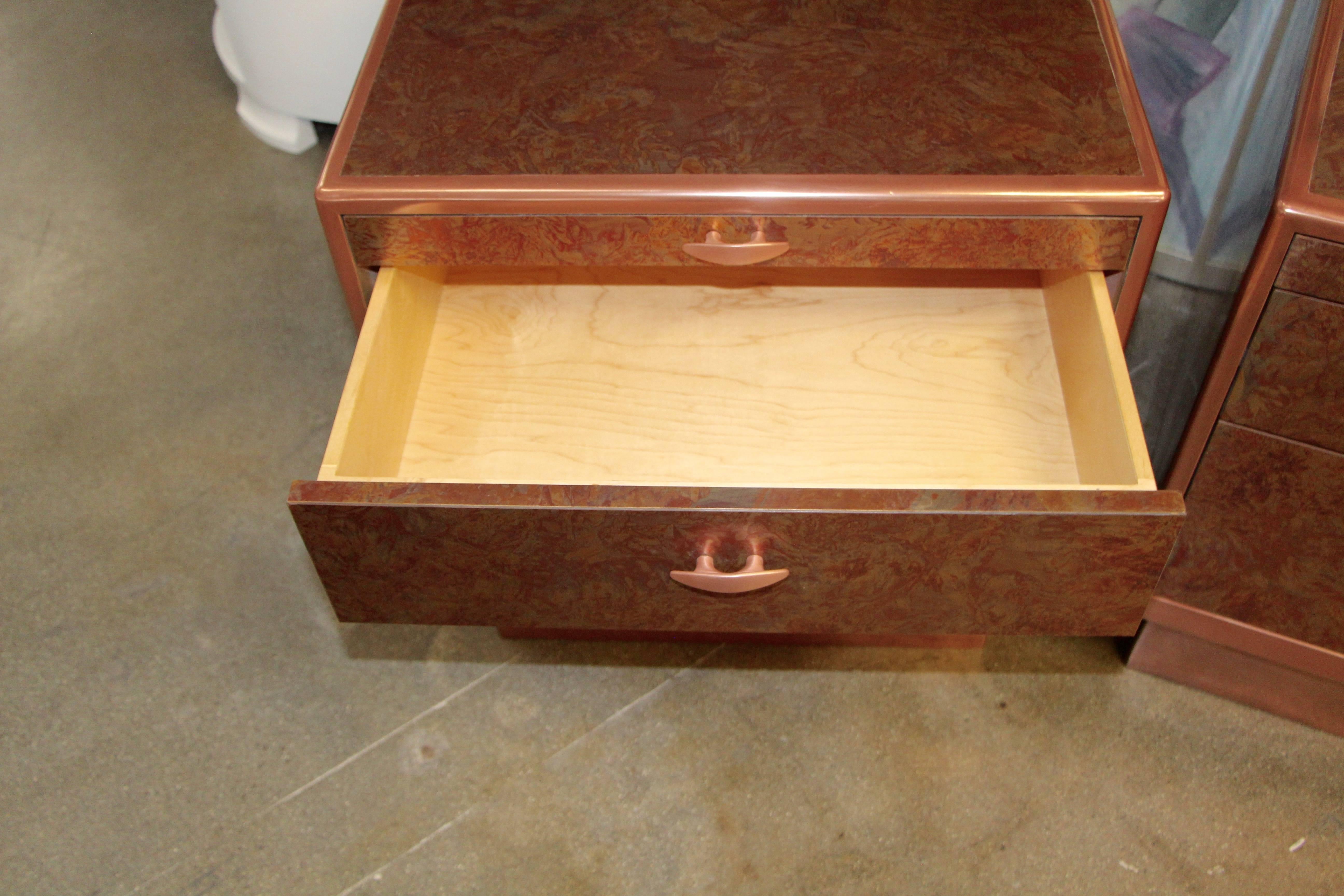 Patinated Copper Sheet Clad Nightstands or Chests 4