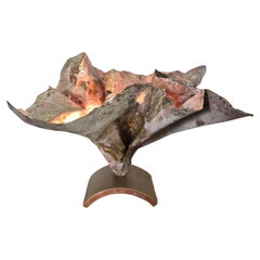 Patinated copper table lamp by Pieter Spruyt, Netherlands 1990s