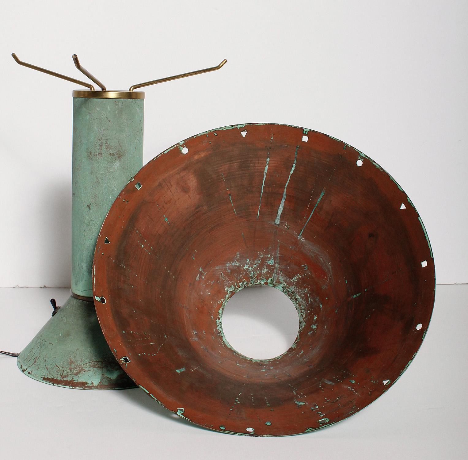 American Patinated Copper Table Lamp by Ron Rezek, circa 1980