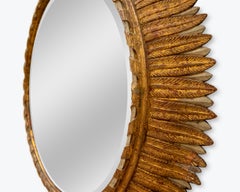 Patinated Carved Wood and Gold Leaf Mirror, France, circa 1950