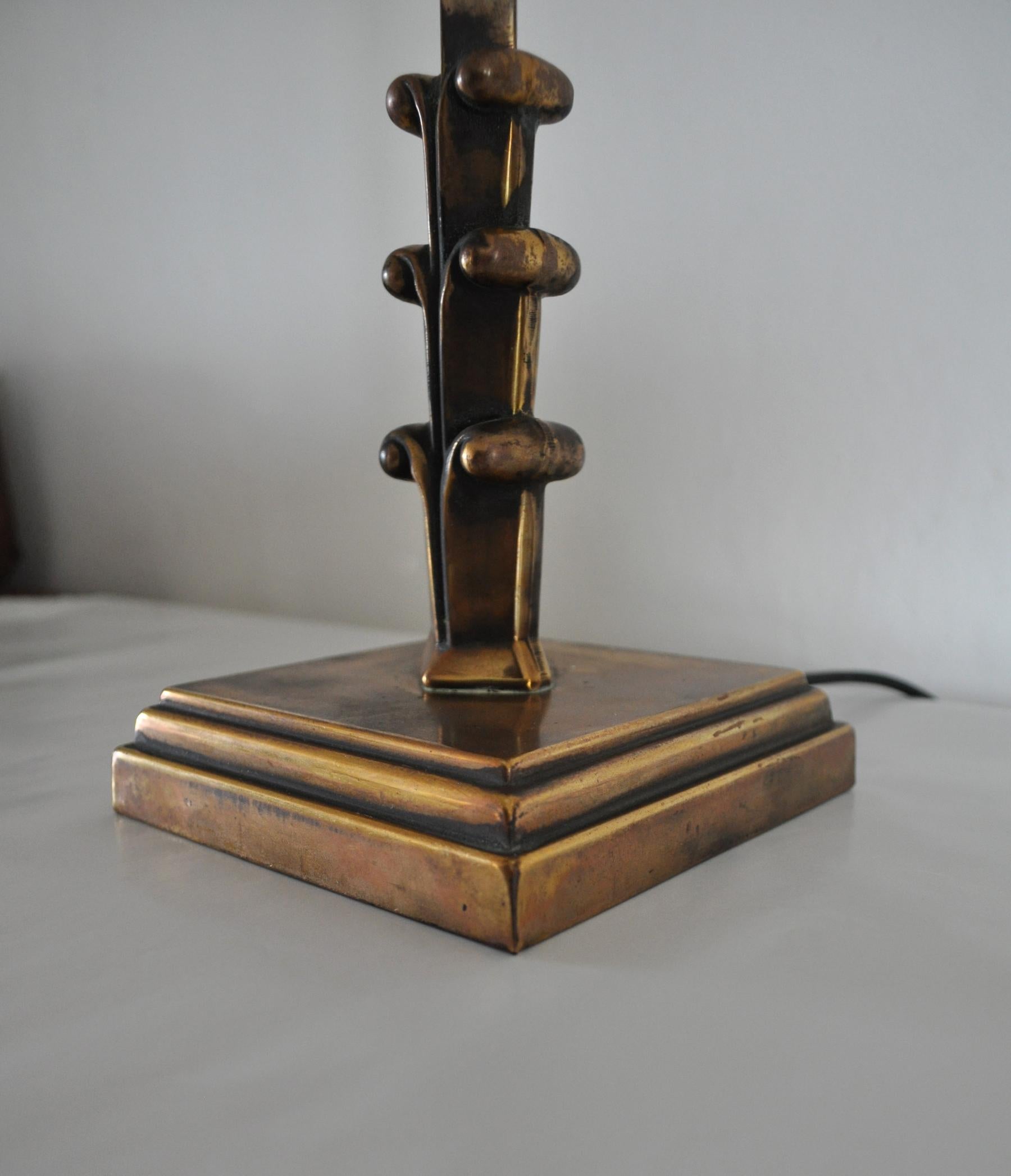 20th Century Patinated Danish Art Deco Brass Table Lamp, 1930s For Sale