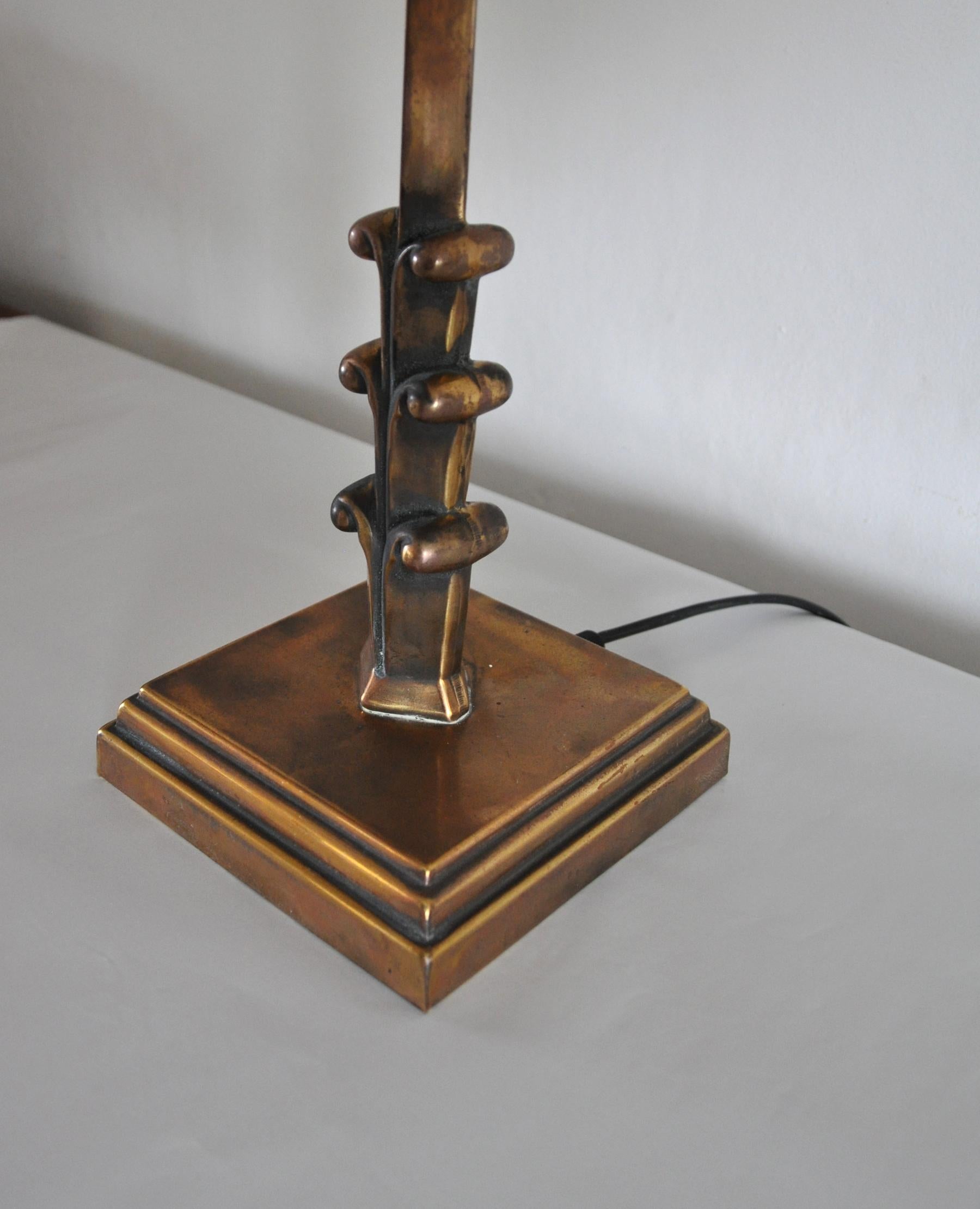 Patinated Danish Art Deco Brass Table Lamp, 1930s For Sale 1