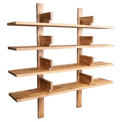 Patinated Elm Bookshelf in the Style of Pierre Chapo, France 1970s