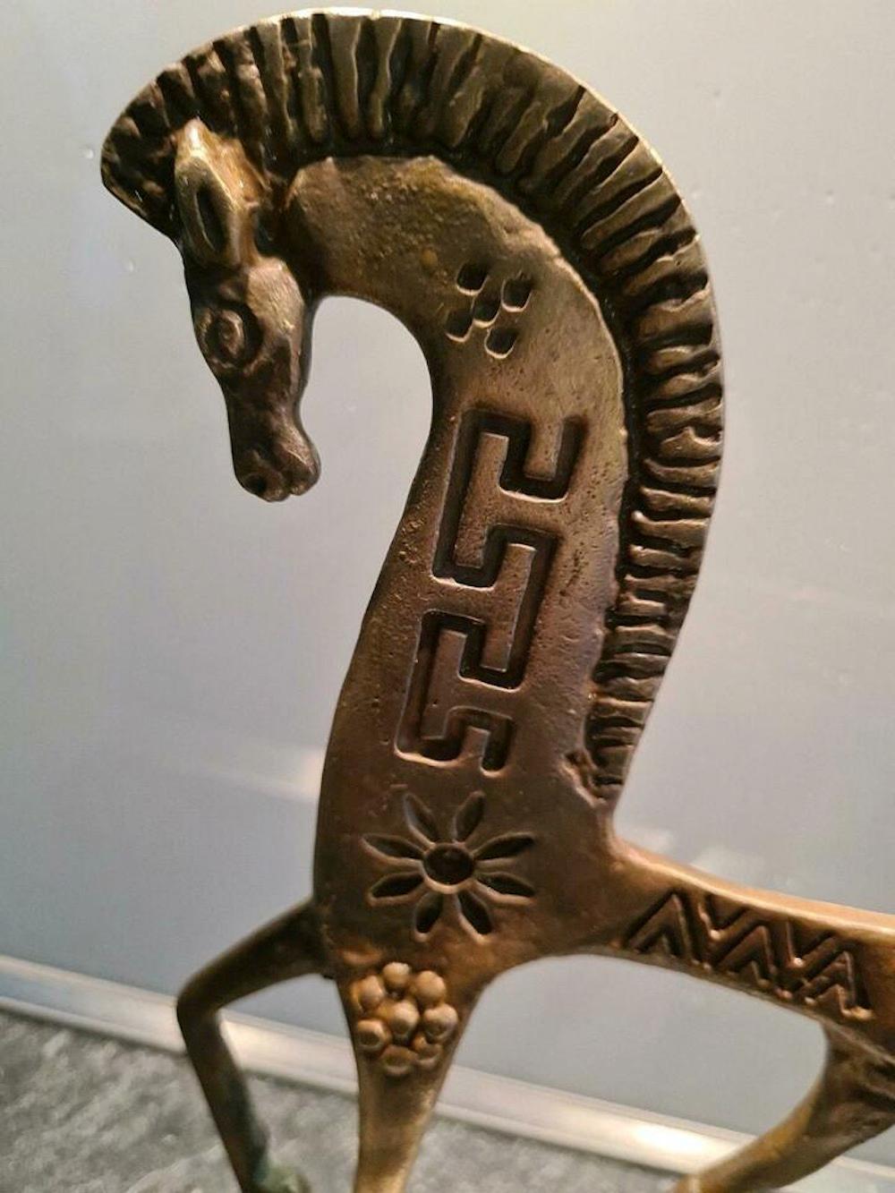 Patinated Etruscan Brass Horse Sculpture in Style of Pepe Mendoza 1