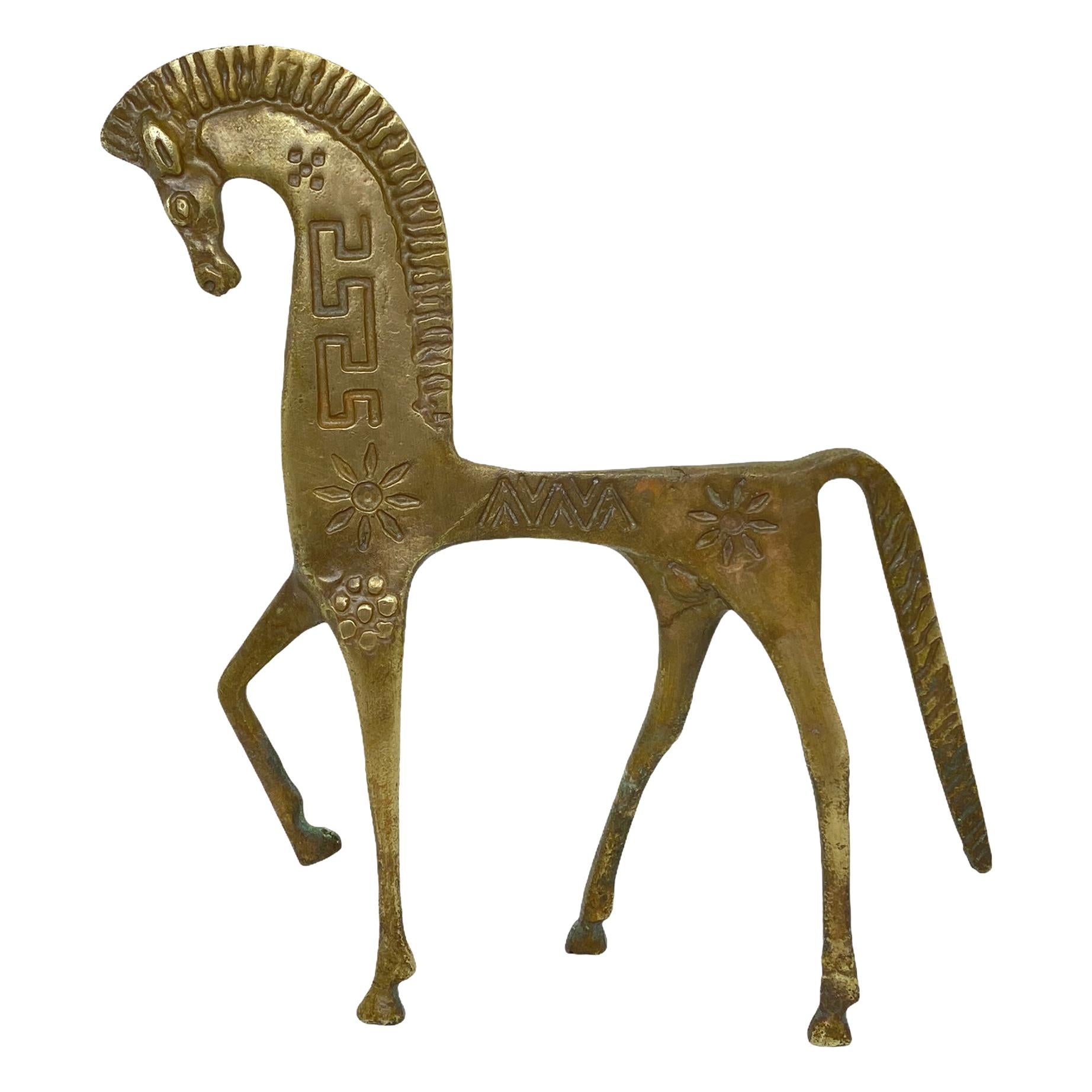 Patinated Etruscan Brass Horse Sculpture in Style of Pepe Mendoza