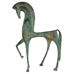 Vintage Etruscan Horse Figure , Bronze Italian Museum Replica Made 1970 - 1980s