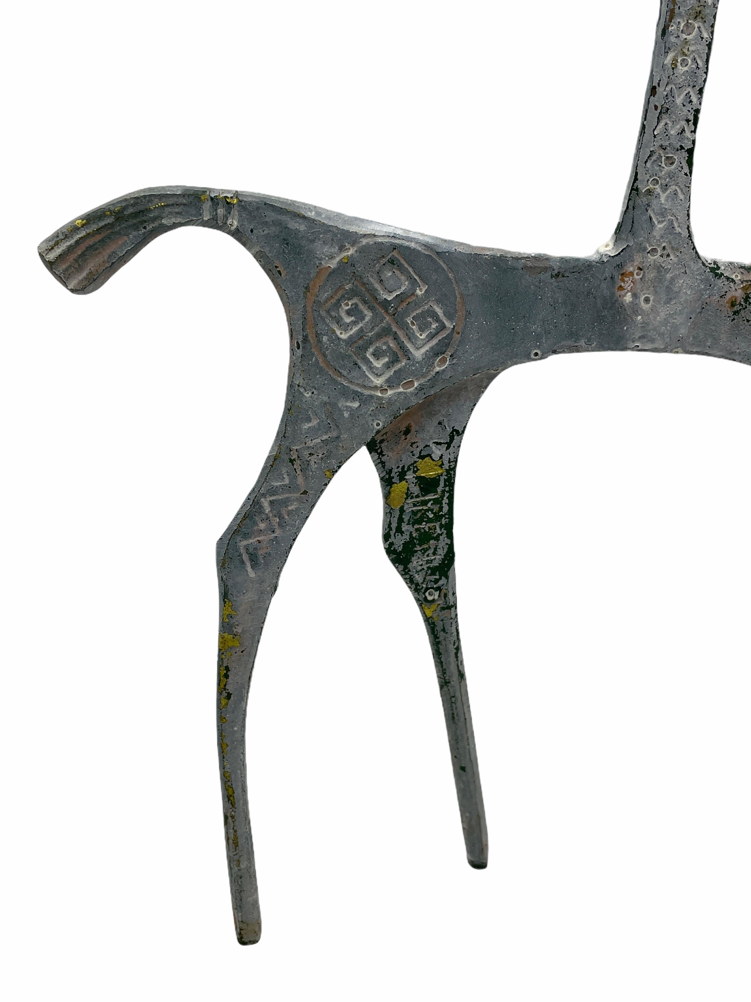 Mid-Century Modern Patinated Etruscan Greek Brass Horse Sculpture in Style of Pepe Mendoza