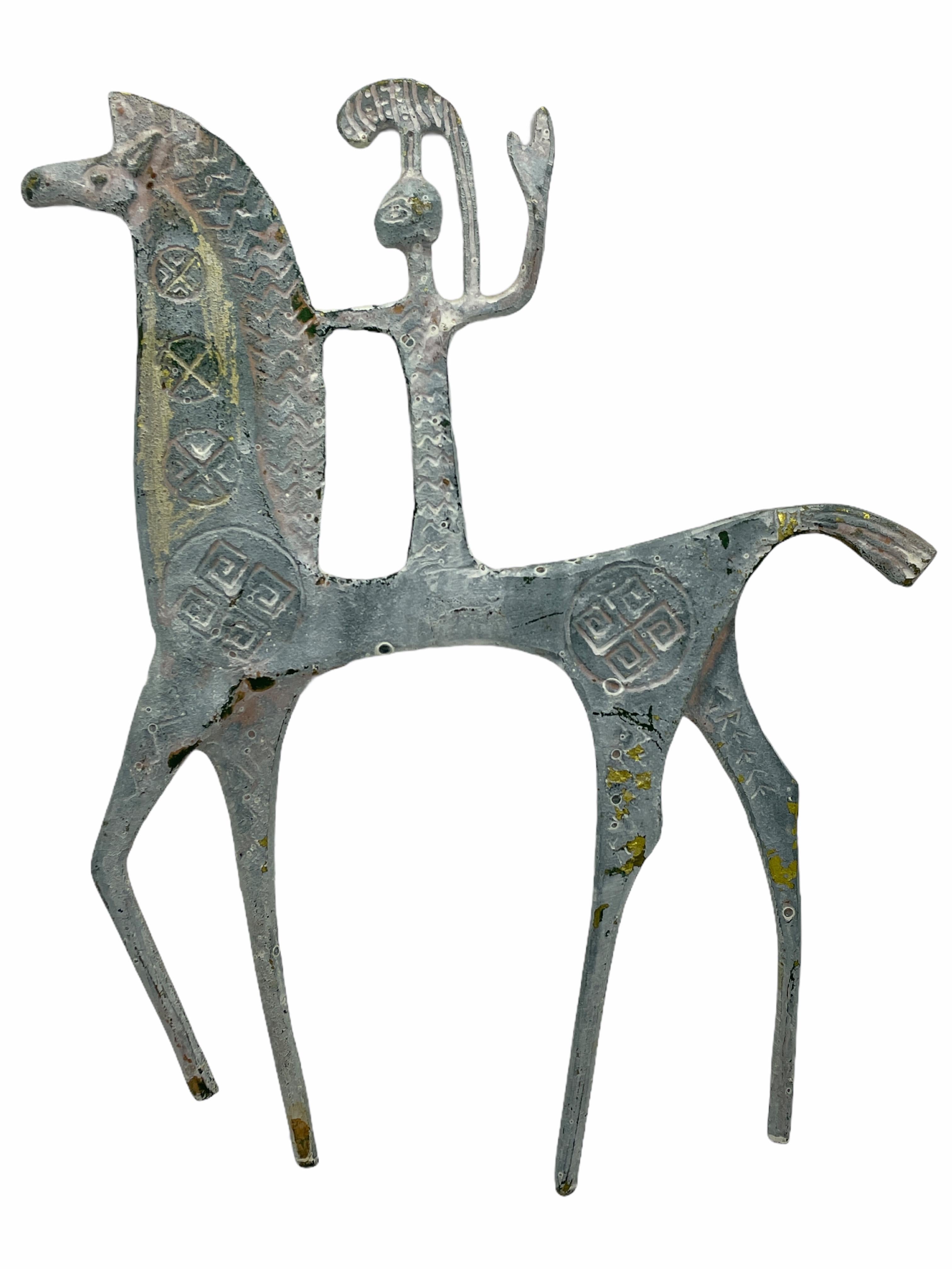 German Patinated Etruscan Greek Brass Horse Sculpture in Style of Pepe Mendoza