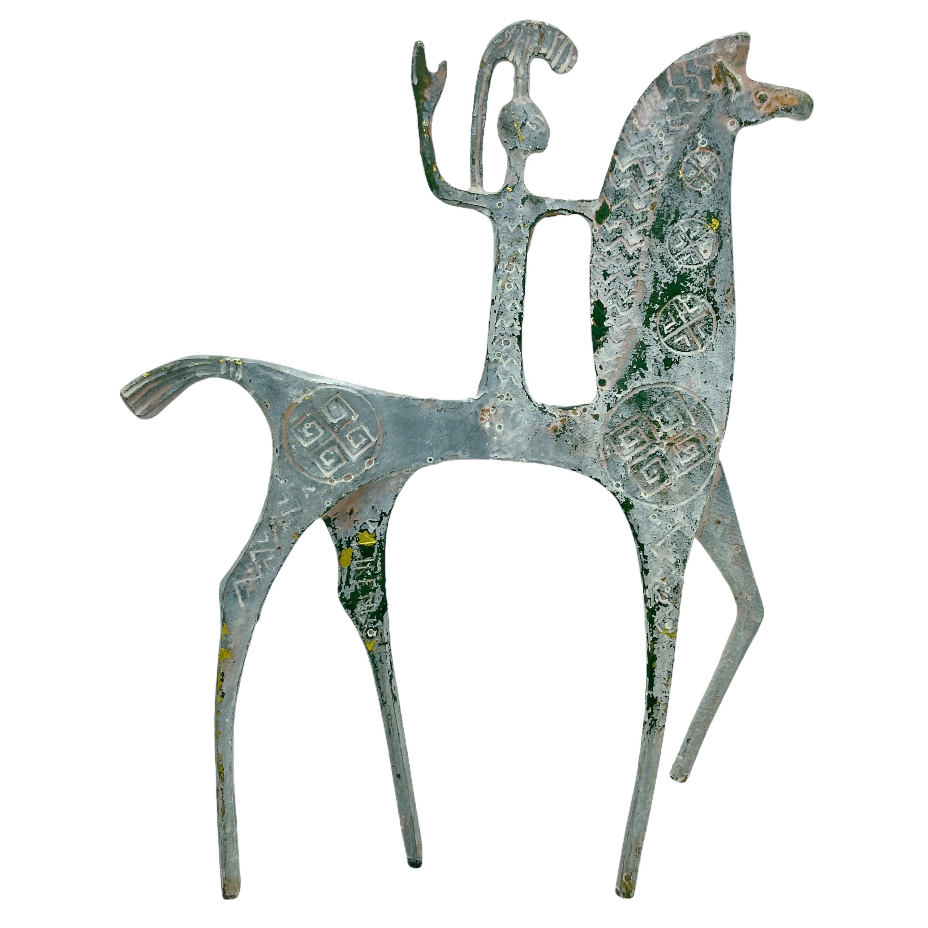 Patinated Etruscan Greek Brass Horse Sculpture in Style of Pepe Mendoza