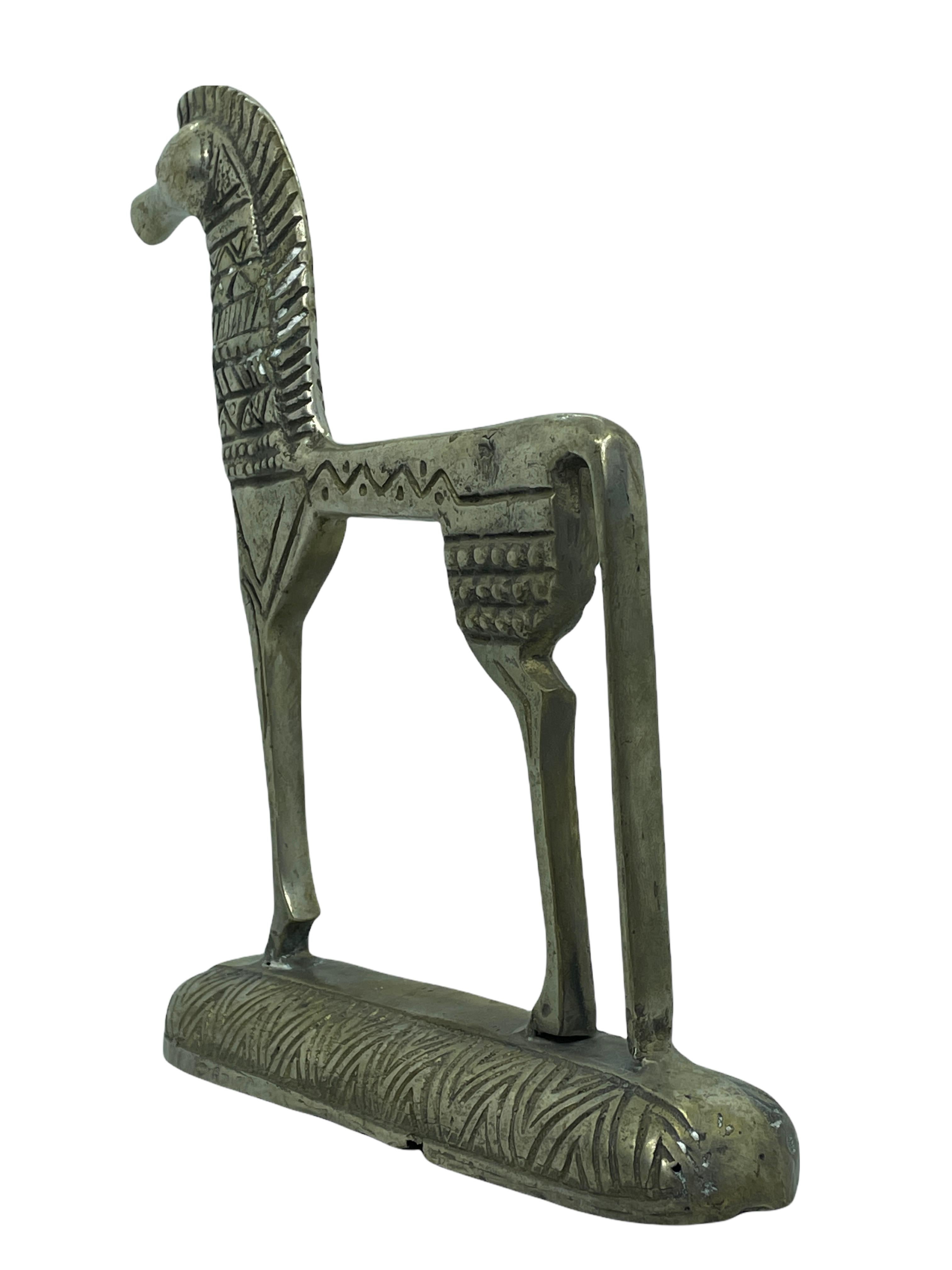 Patinated Etruscan Horse Sculpture Weinberg Style 1970s 1