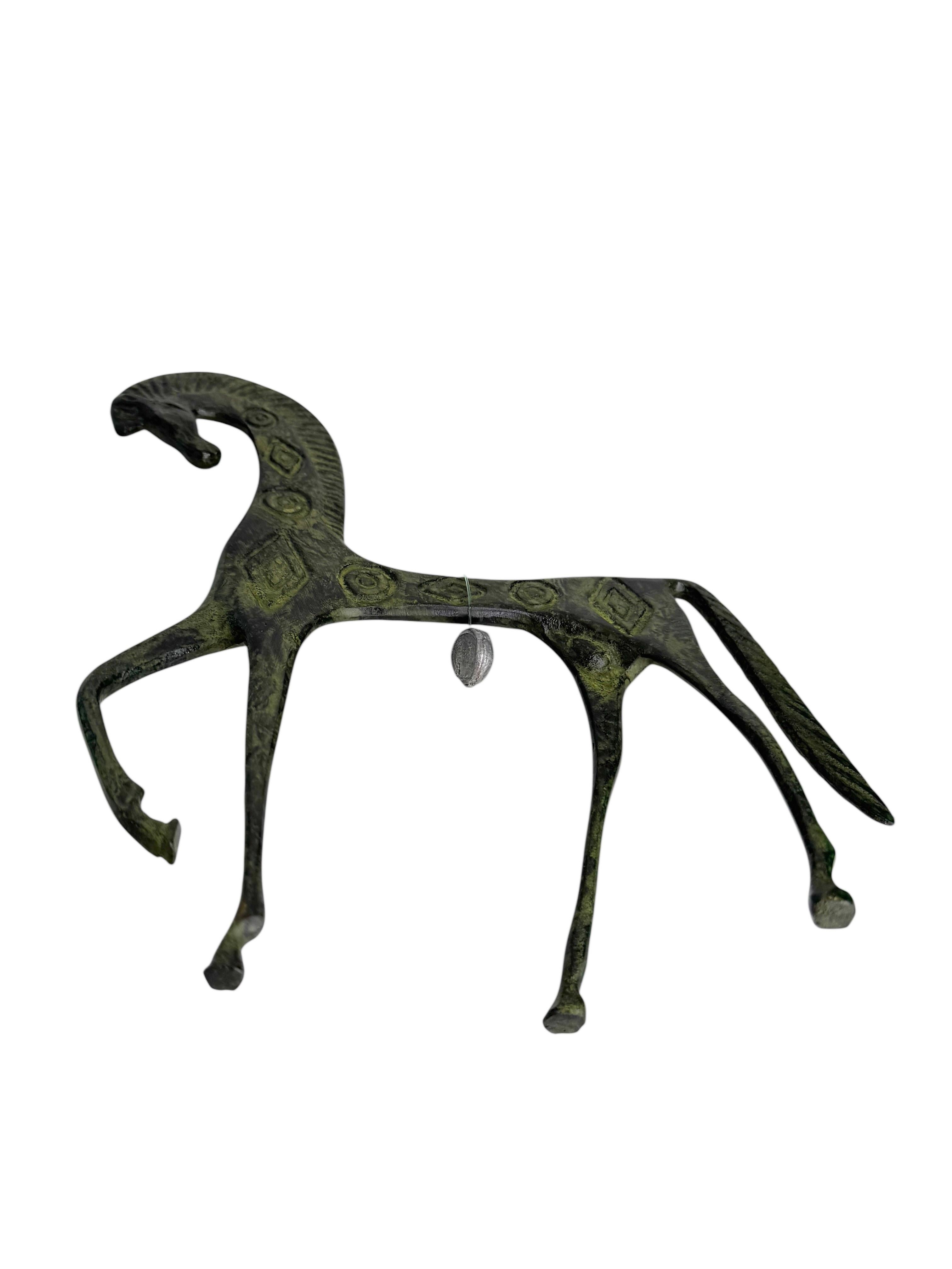 Patinated Etruscan Horse Sculpture Weinberg Style 1970s, Greece For Sale 3