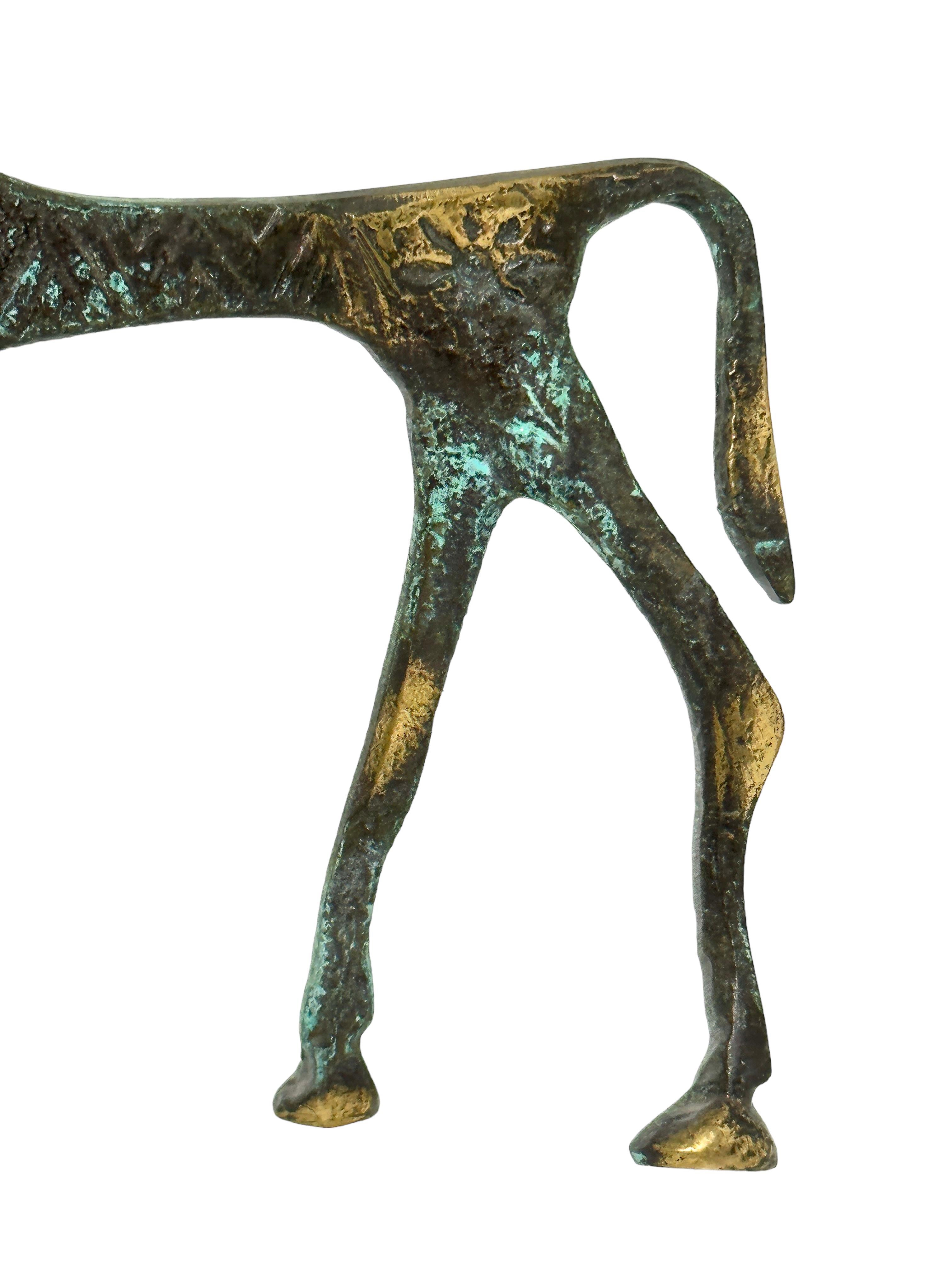 Patinated Etruscan Horse Sculpture Weinberg Style 1970s, Greece 4