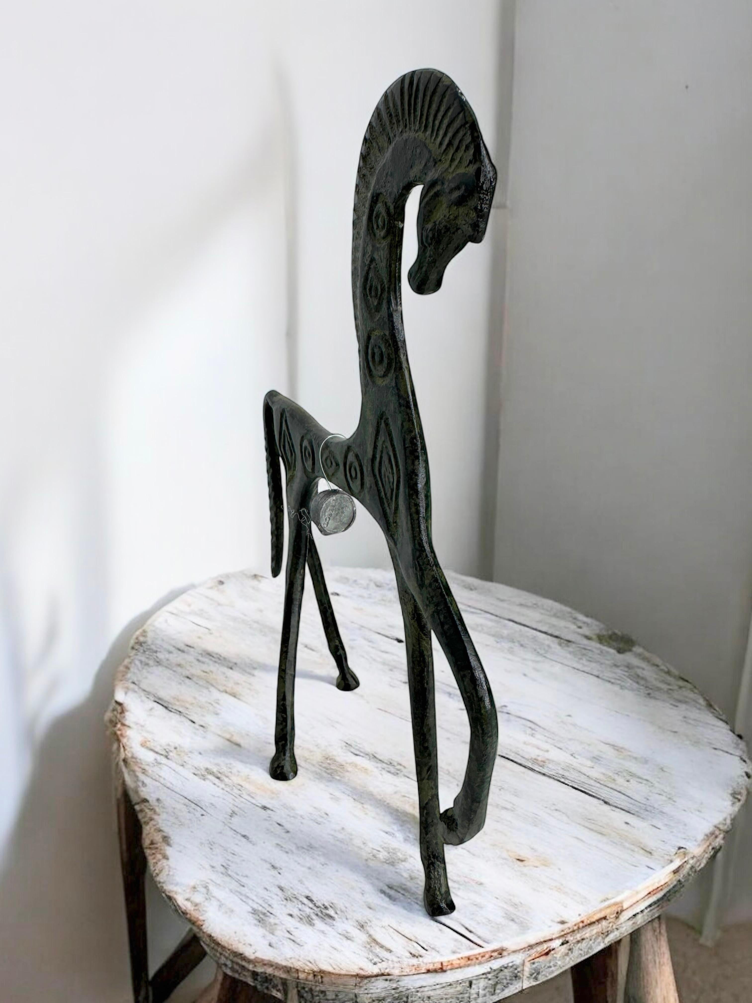 Patinated Etruscan Horse Sculpture Weinberg Style 1970s, Greece For Sale 5