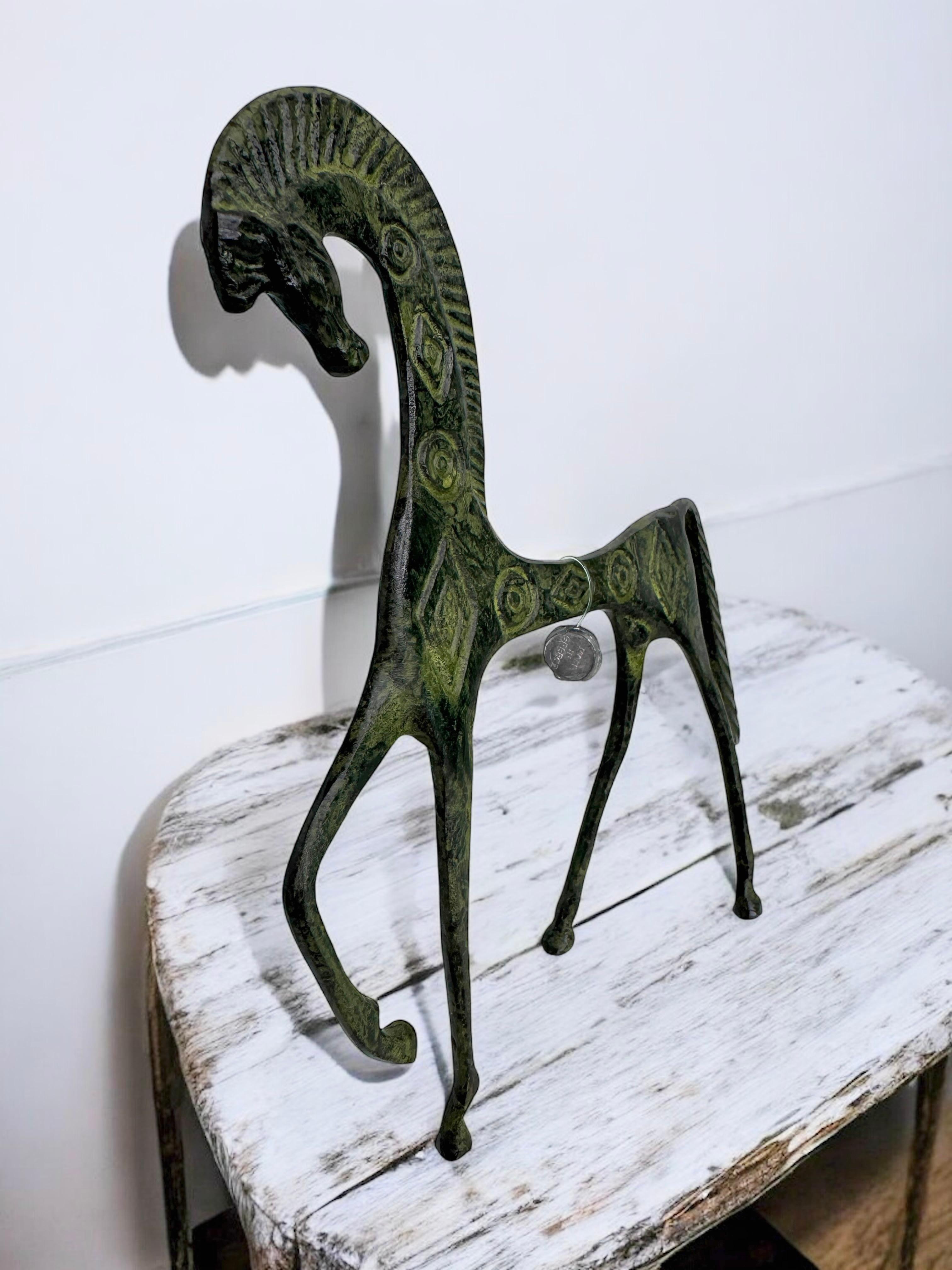 Patinated Etruscan Horse Sculpture Weinberg Style 1970s, Greece For Sale 6
