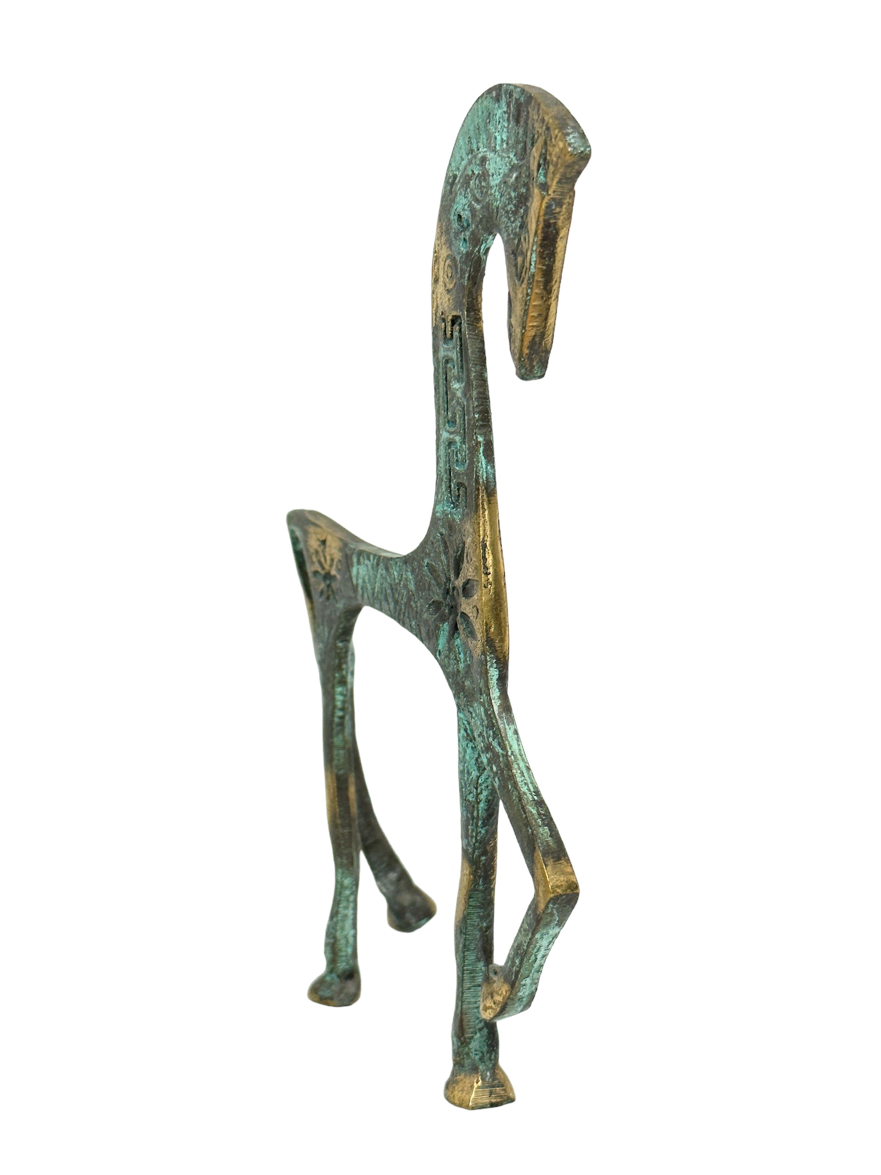 Patinated Etruscan Horse Sculpture Weinberg Style 1970s, Greece In Good Condition In Nuernberg, DE