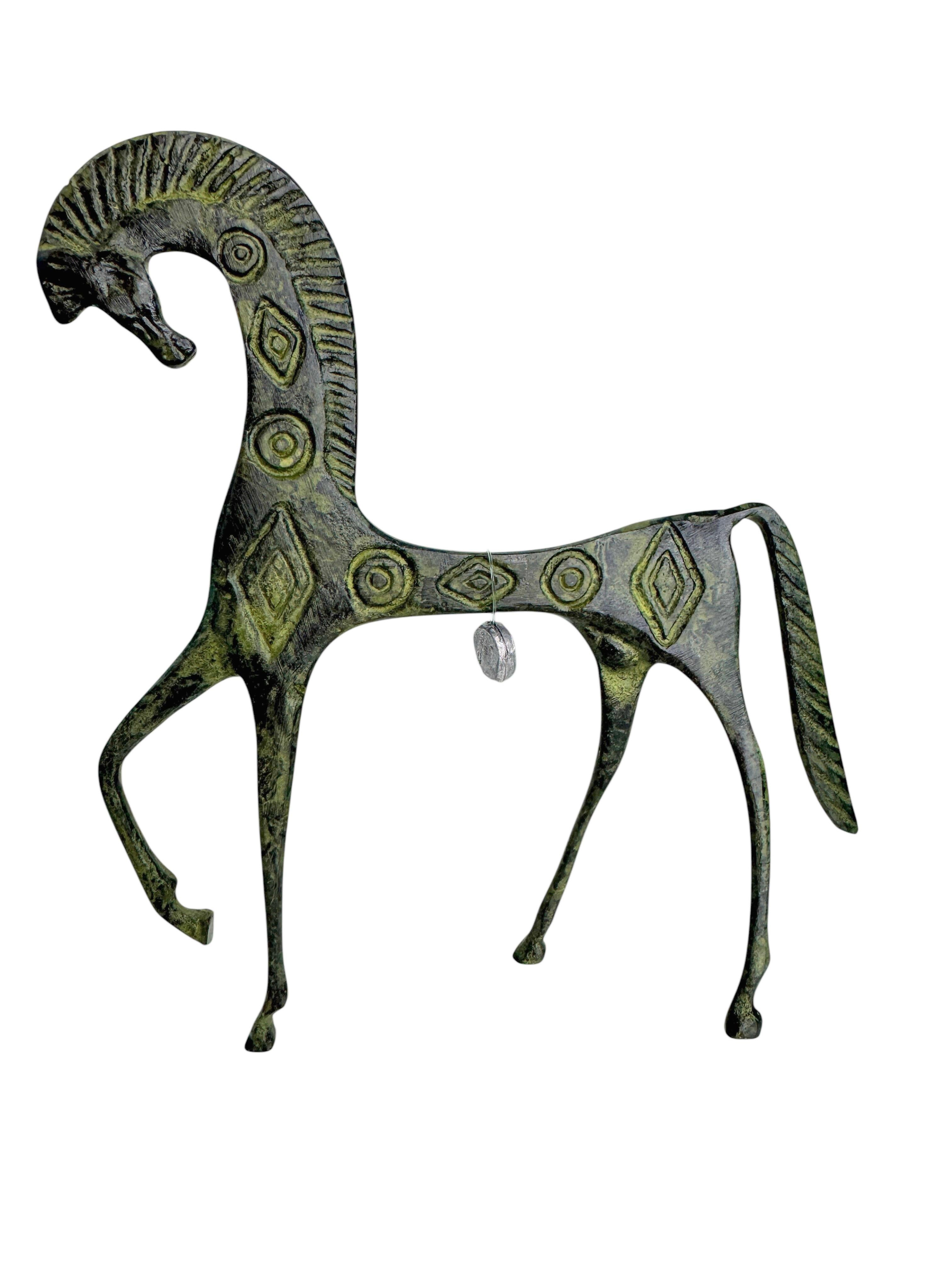 Patinated Etruscan Horse Sculpture Weinberg Style 1970s, Greece In Good Condition For Sale In Nuernberg, DE