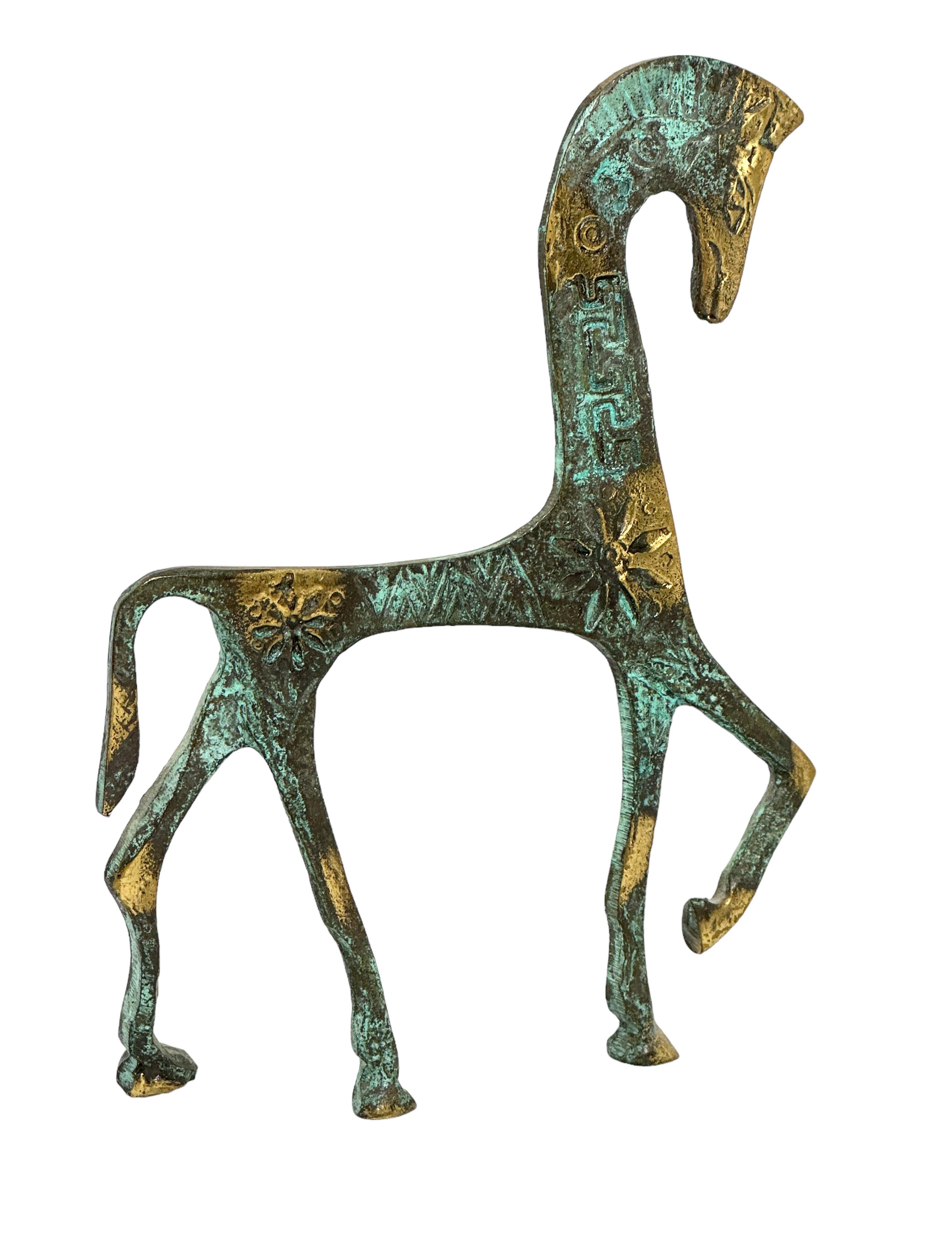 Patinated Etruscan Horse Sculpture Weinberg Style 1970s, Greece 2
