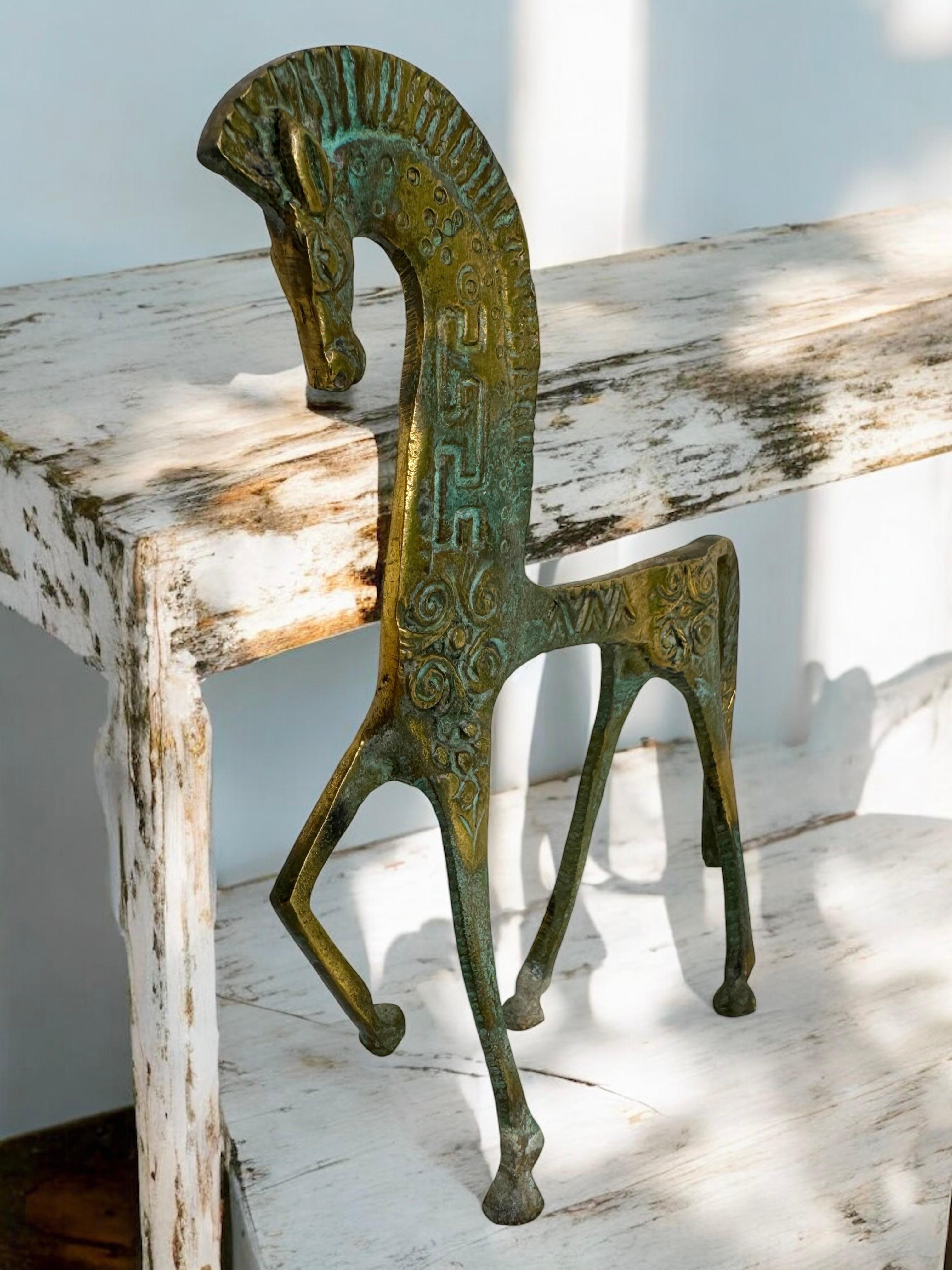 Patinated Etruscan Horse Sculpture Weinberg Style 1970s, Italy For Sale 3
