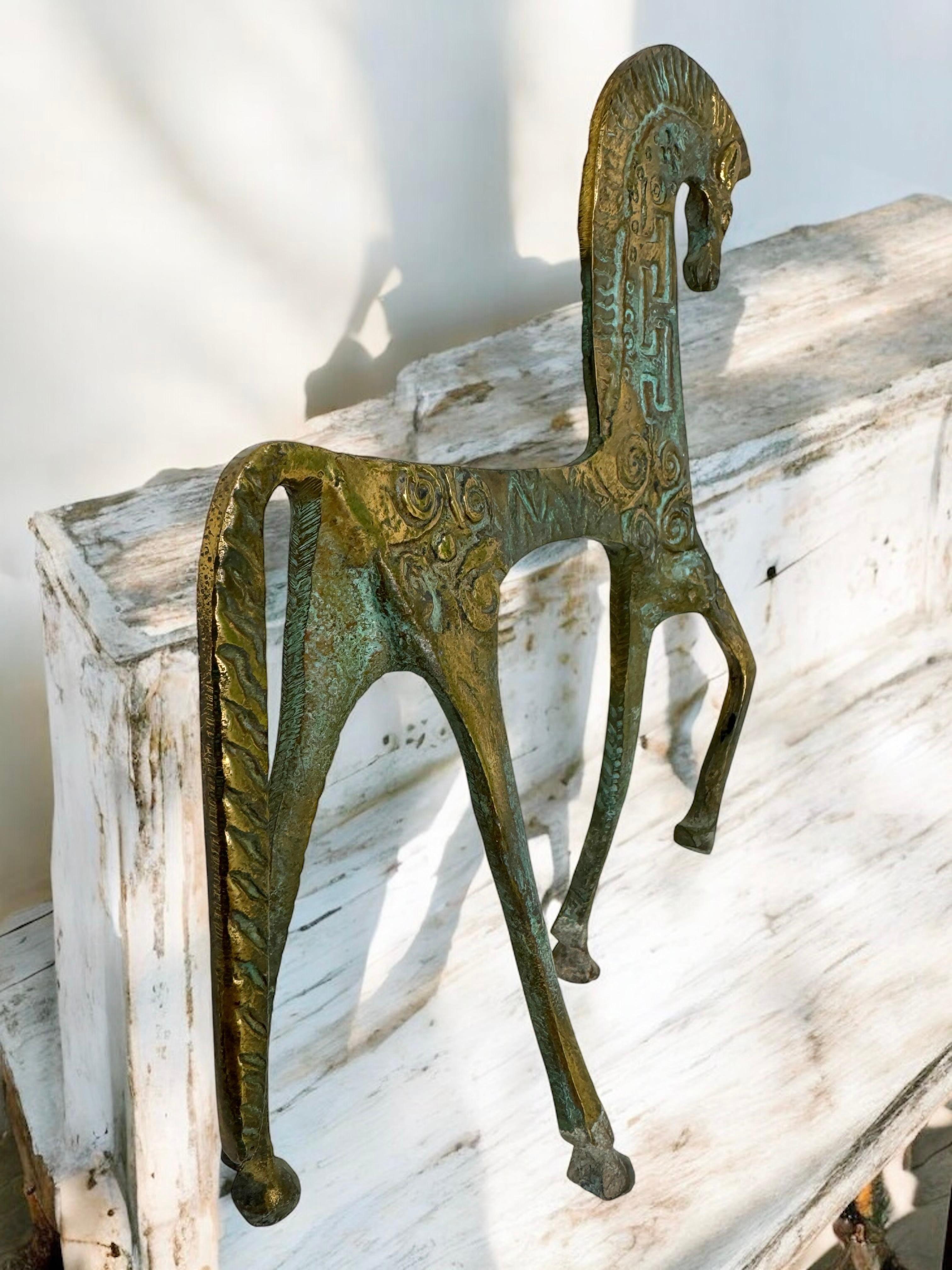 Patinated Etruscan Horse Sculpture Weinberg Style 1970s, Italy For Sale 4