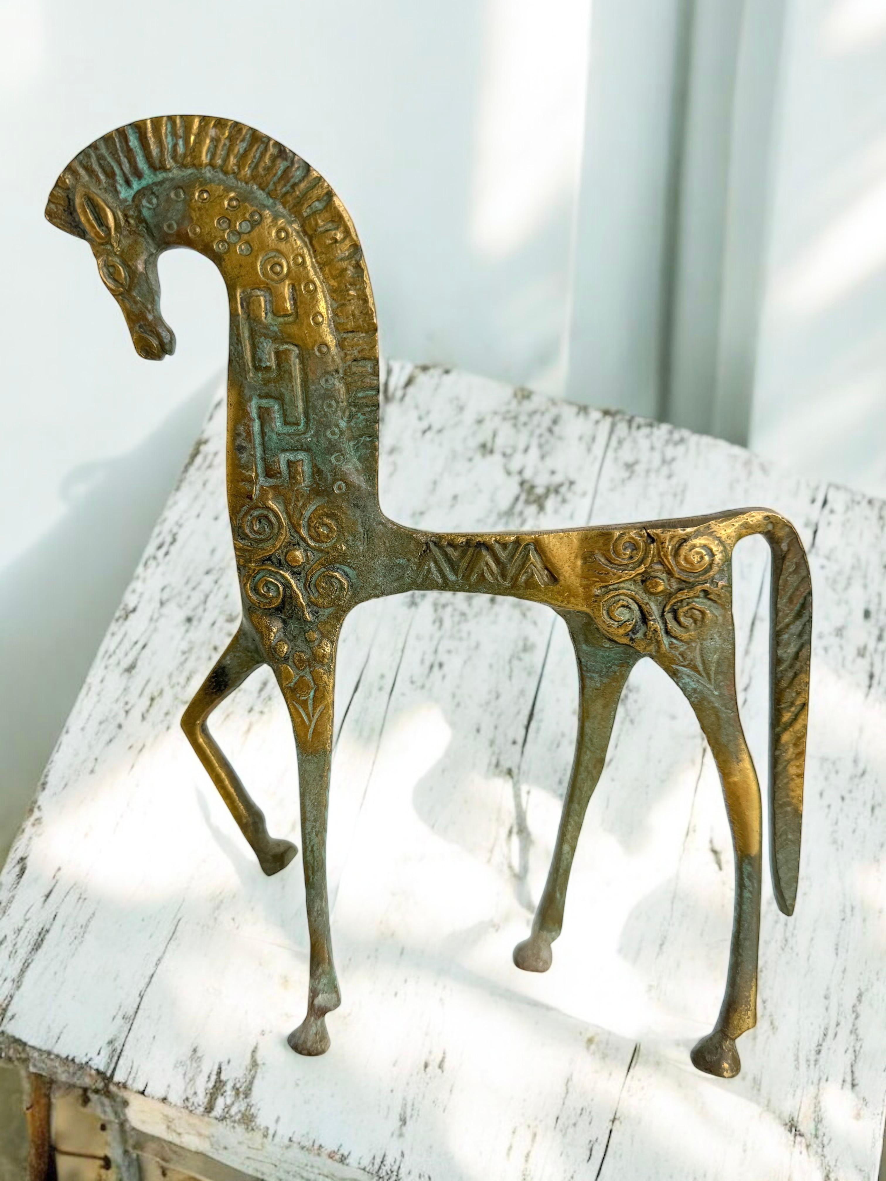 Patinated Etruscan Horse Sculpture Weinberg Style 1970s, Italy For Sale 6