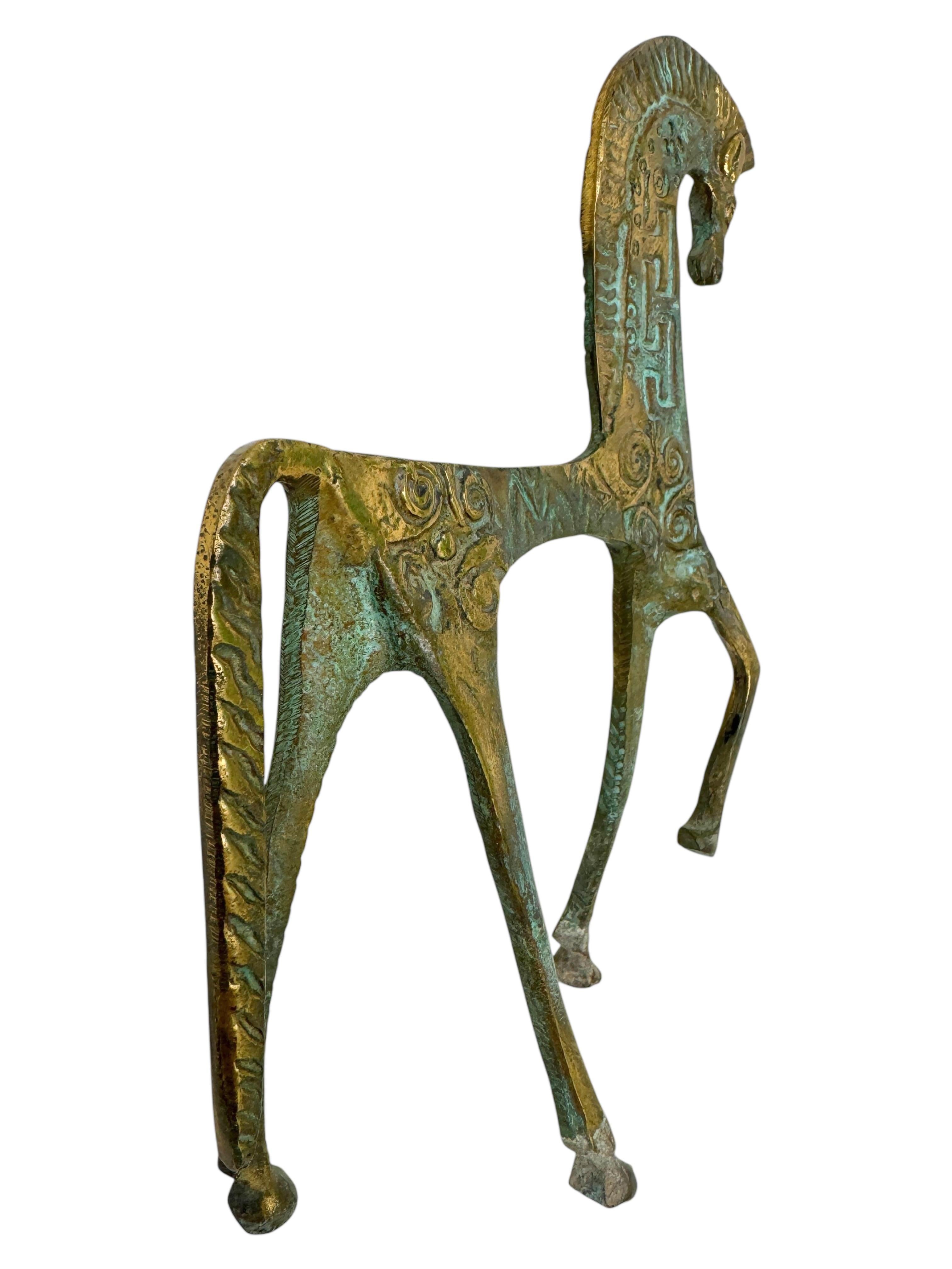 Italian Patinated Etruscan Horse Sculpture Weinberg Style 1970s, Italy For Sale