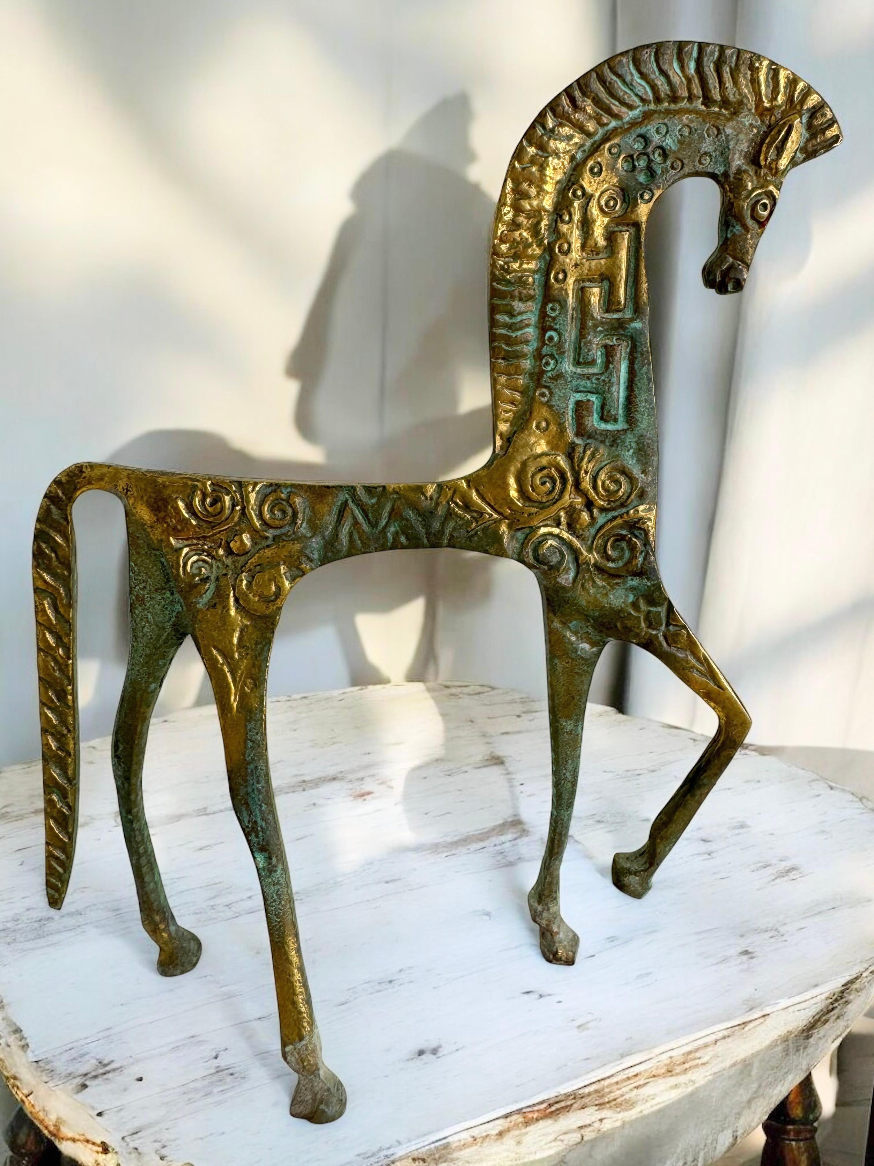 Patinated Etruscan Horse Sculpture Weinberg Style 1970s, Italy For Sale 1