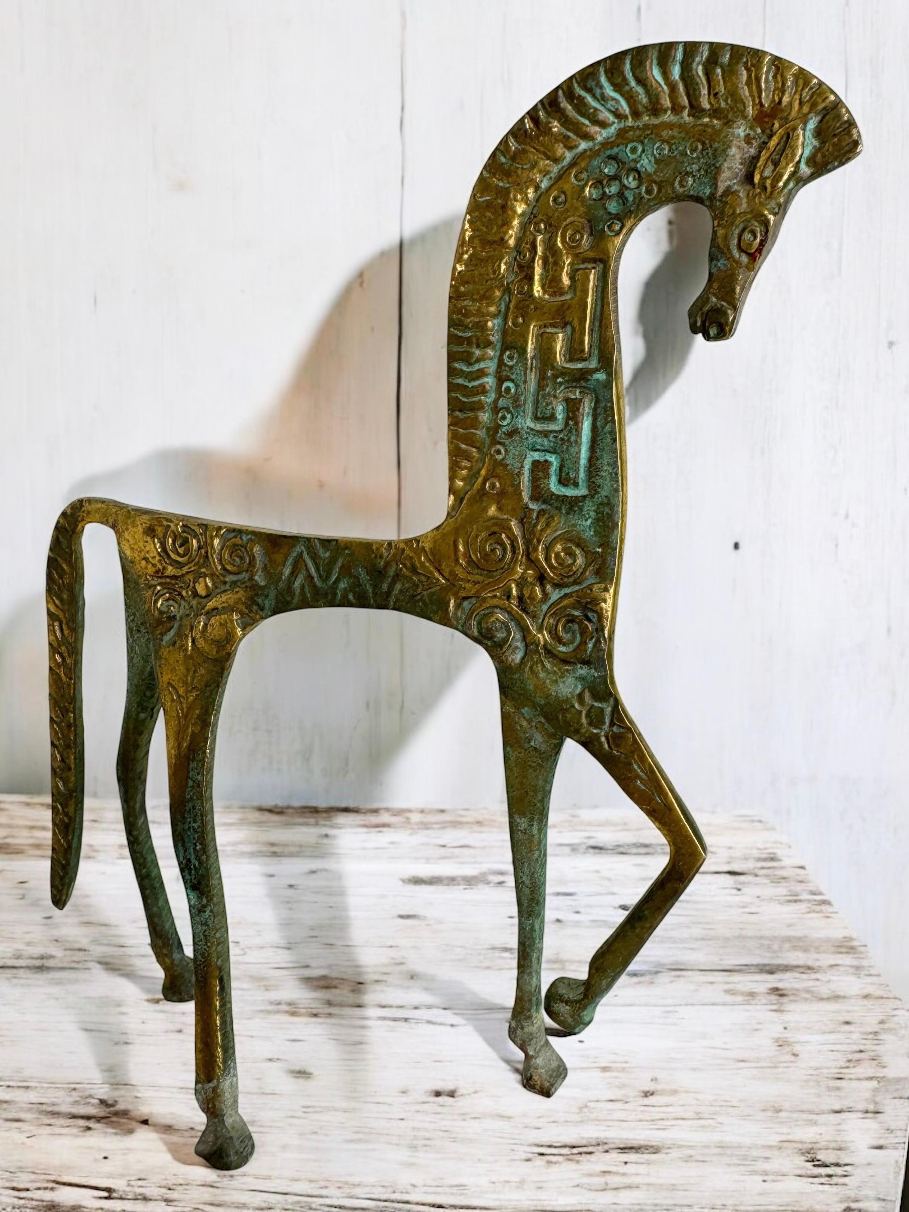 Patinated Etruscan Horse Sculpture Weinberg Style 1970s, Italy For Sale 2