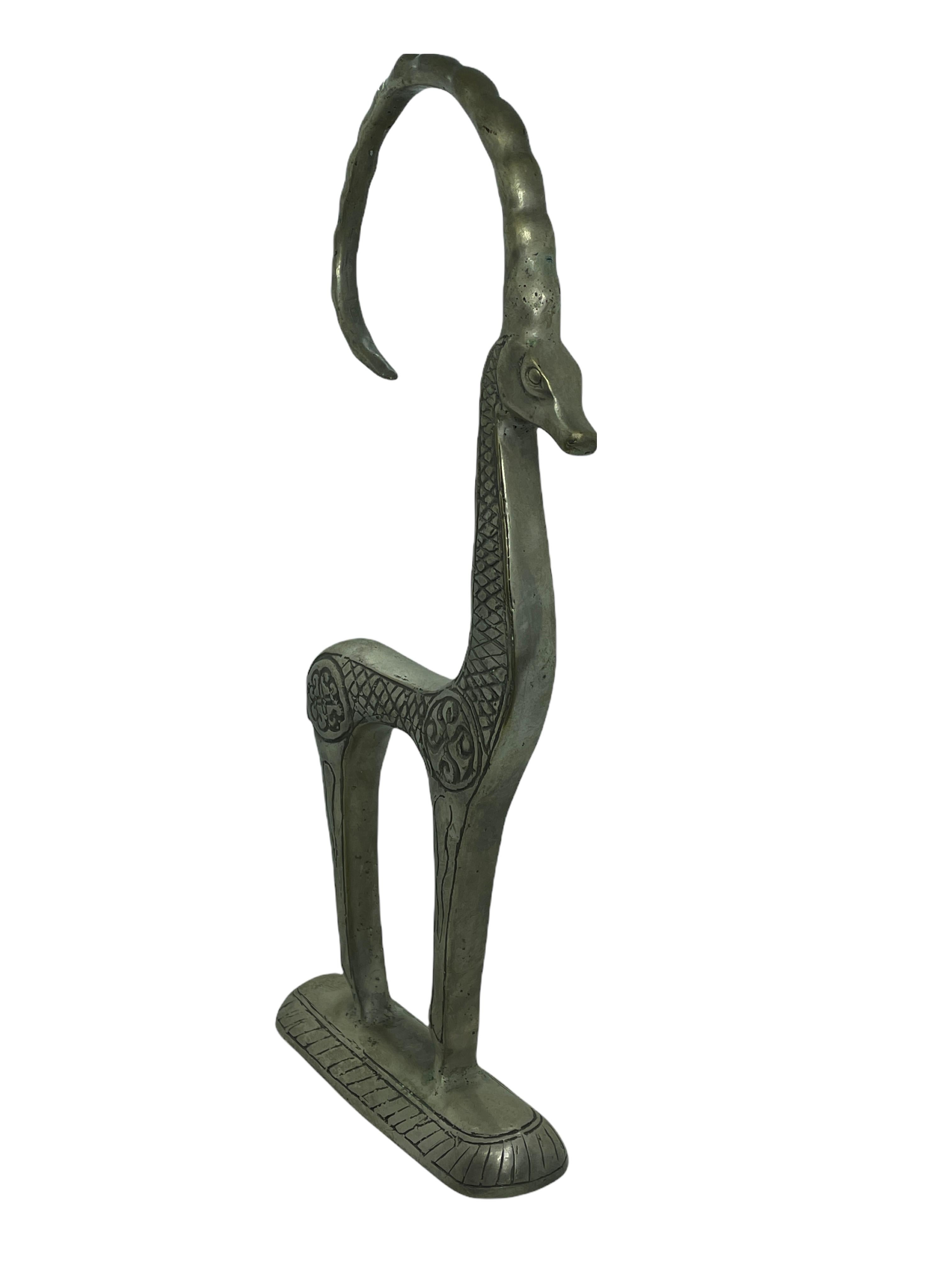 Patinated Etruscan Ibex Statue Sculpture in Style of Pepe Mendoza 1