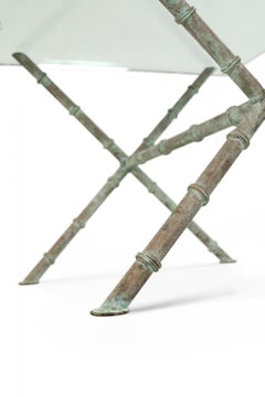 Patinated Faux Bamboo and Glass Rectangular Coffee Table 'Manner of Alberto Giac