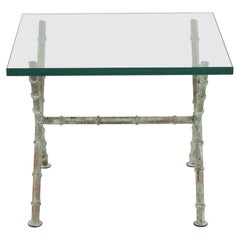 Patinated Faux Bamboo and Glass Rectangular Coffee Table 'Manner of Alberto Giac
