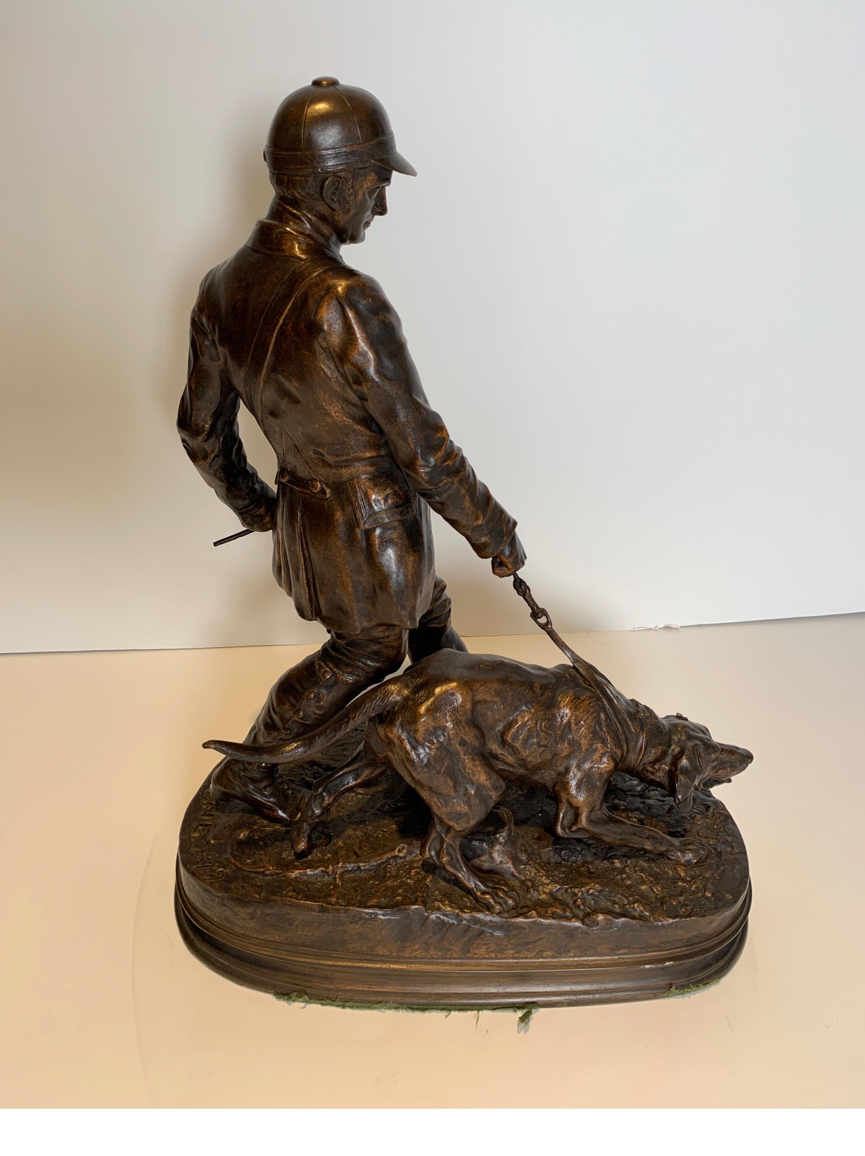 Patinated French Cast Bronze Hunting Figure Signed Mene 6
