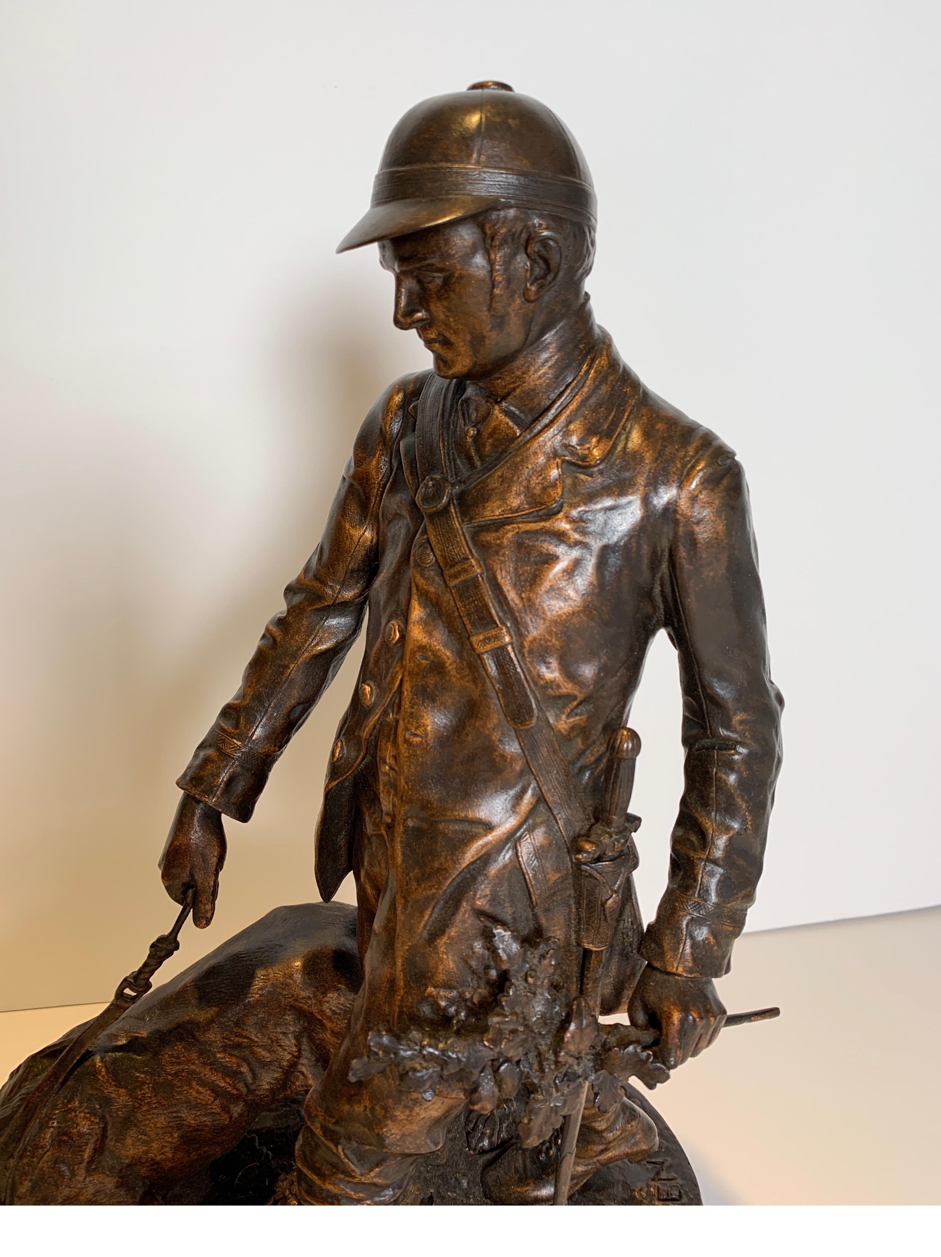 An Artist-signed bronze of a hunting scene with dogs signed P. J. Mene of excellent quality in a medium brown patination.