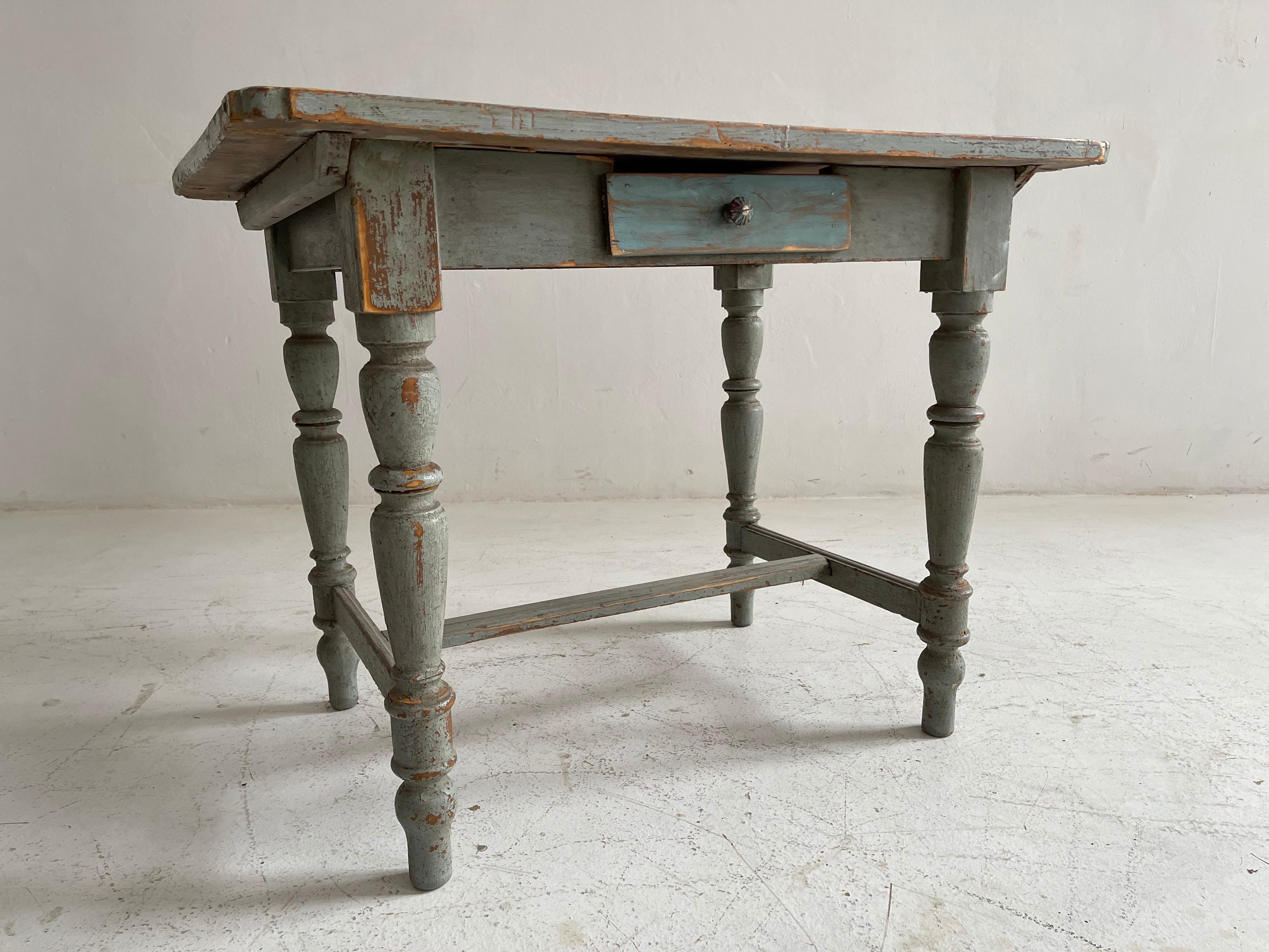 Patinated French Country Farm Side Table, French, 1920s 4
