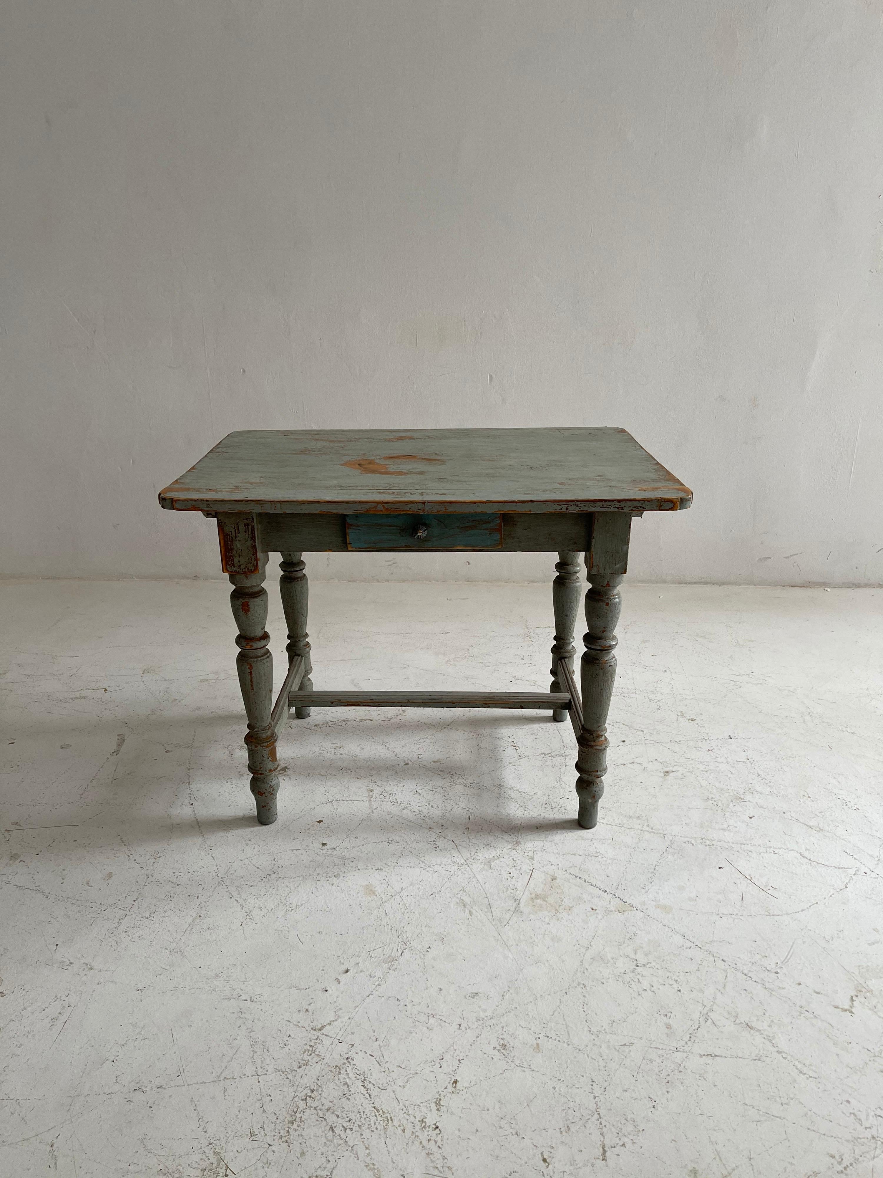 Patinated French country farm side table, French, 1920s.