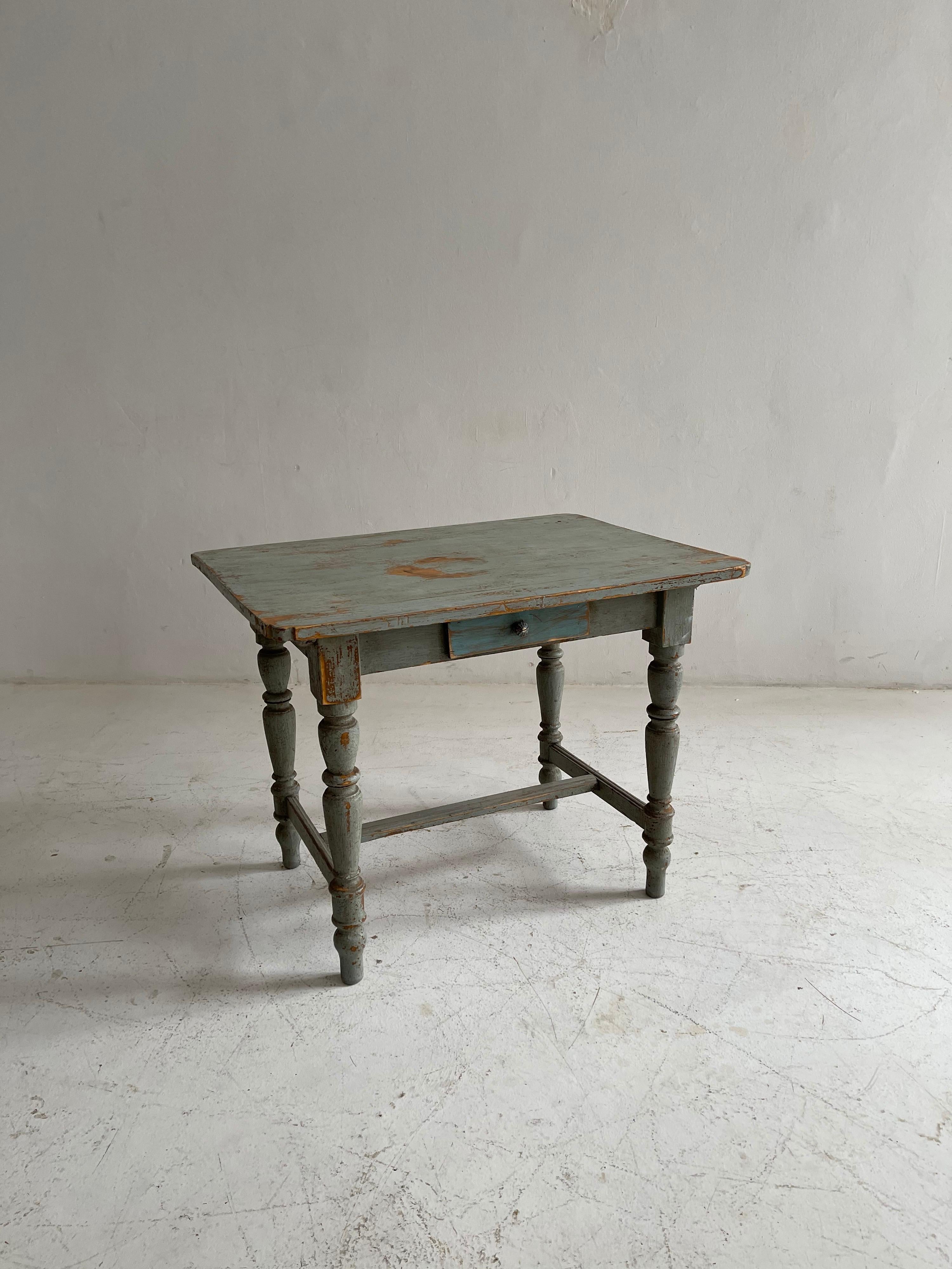 French Provincial Patinated French Country Farm Side Table, French, 1920s