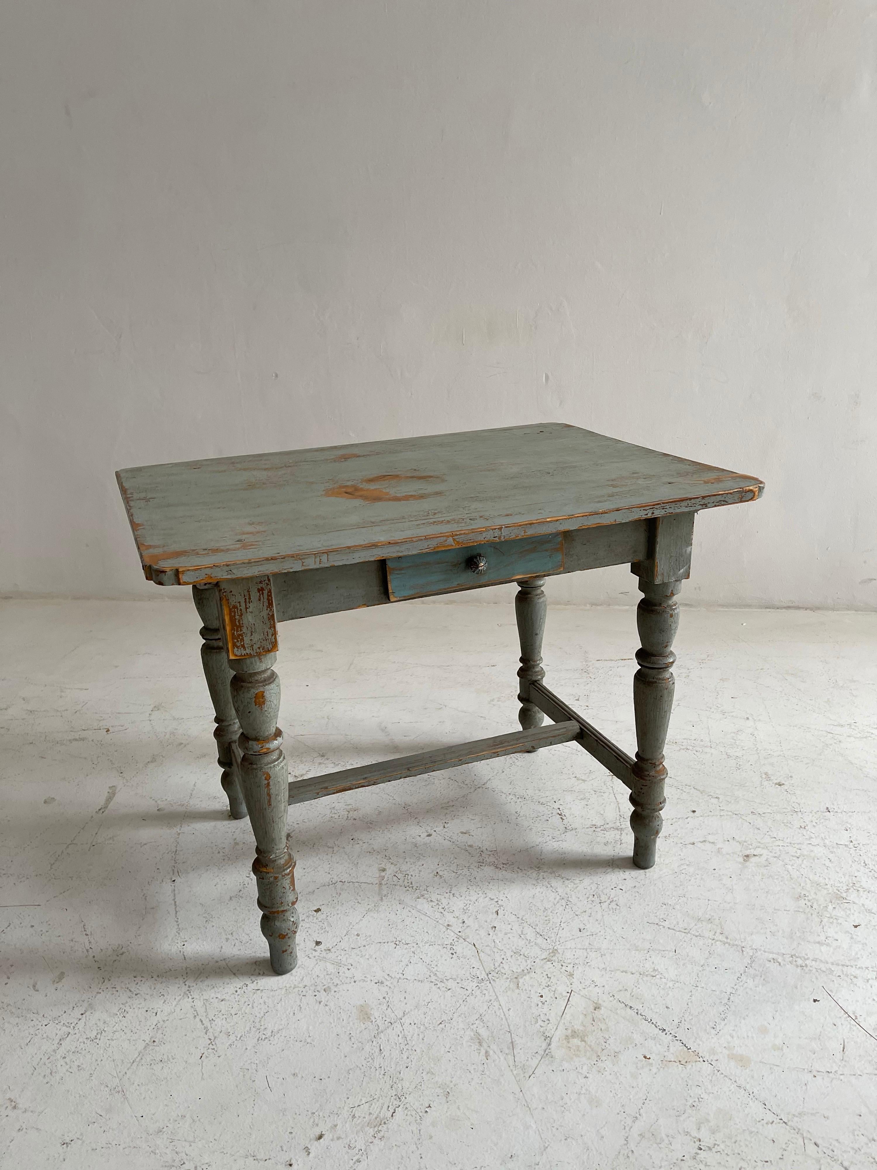Wood Patinated French Country Farm Side Table, French, 1920s