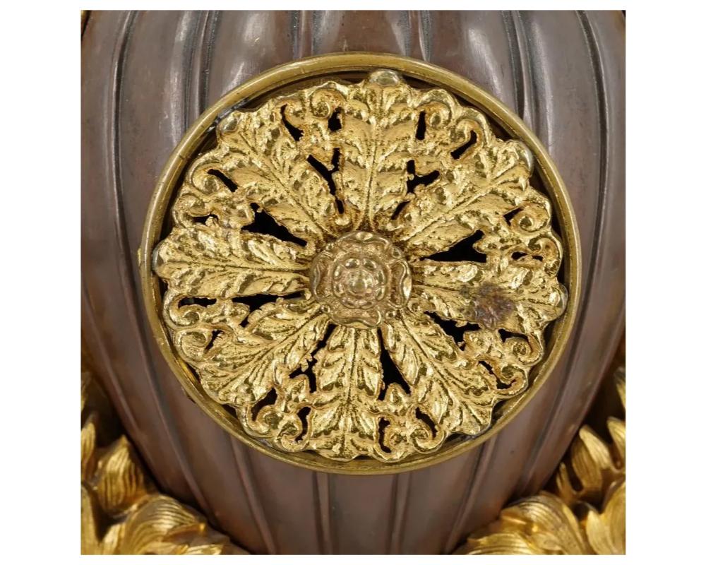 Patinated & Gilt Bronze Christofle Movement Mantle Clock 5
