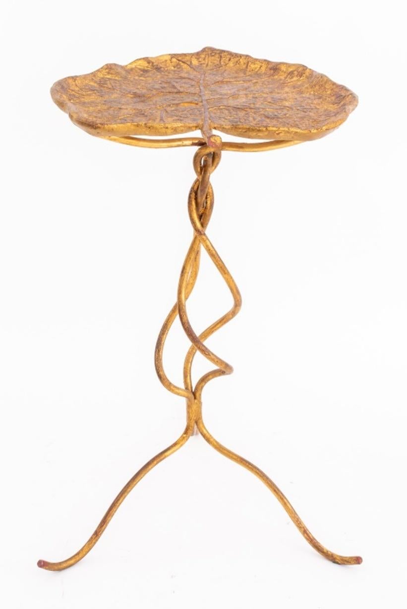 Patinated Gilt Metal Leaf Gueridon Accent Table 1