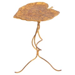 Patinated Gilt Metal Leaf Gueridon Accent Table