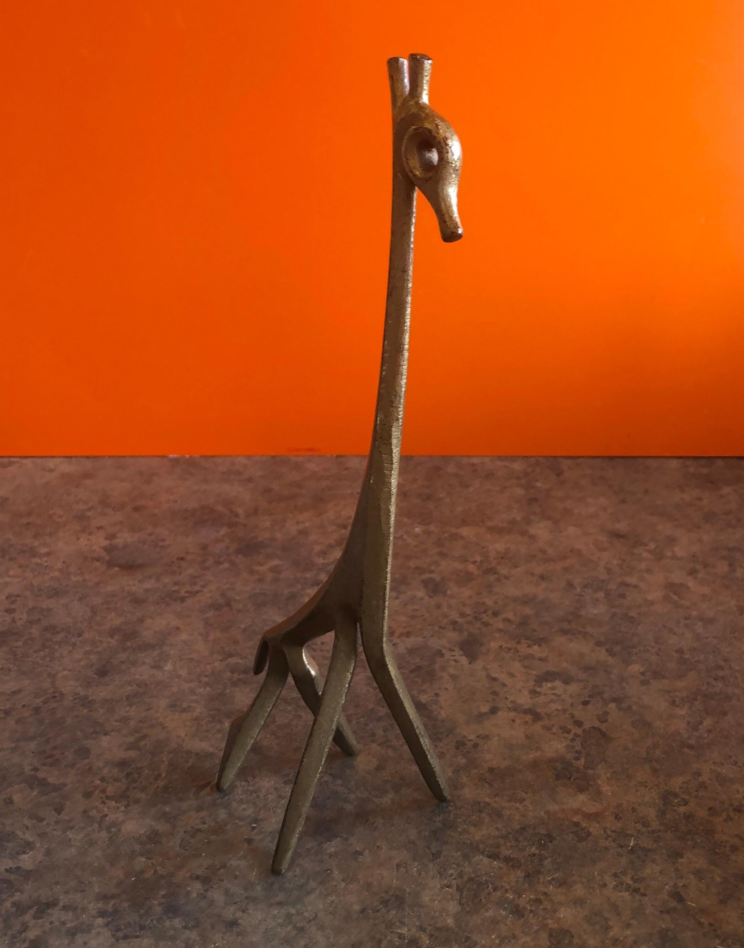 Patinated Giraffe and Gazelle Bronze Sculptures by Frederic Weinberg For Sale 1