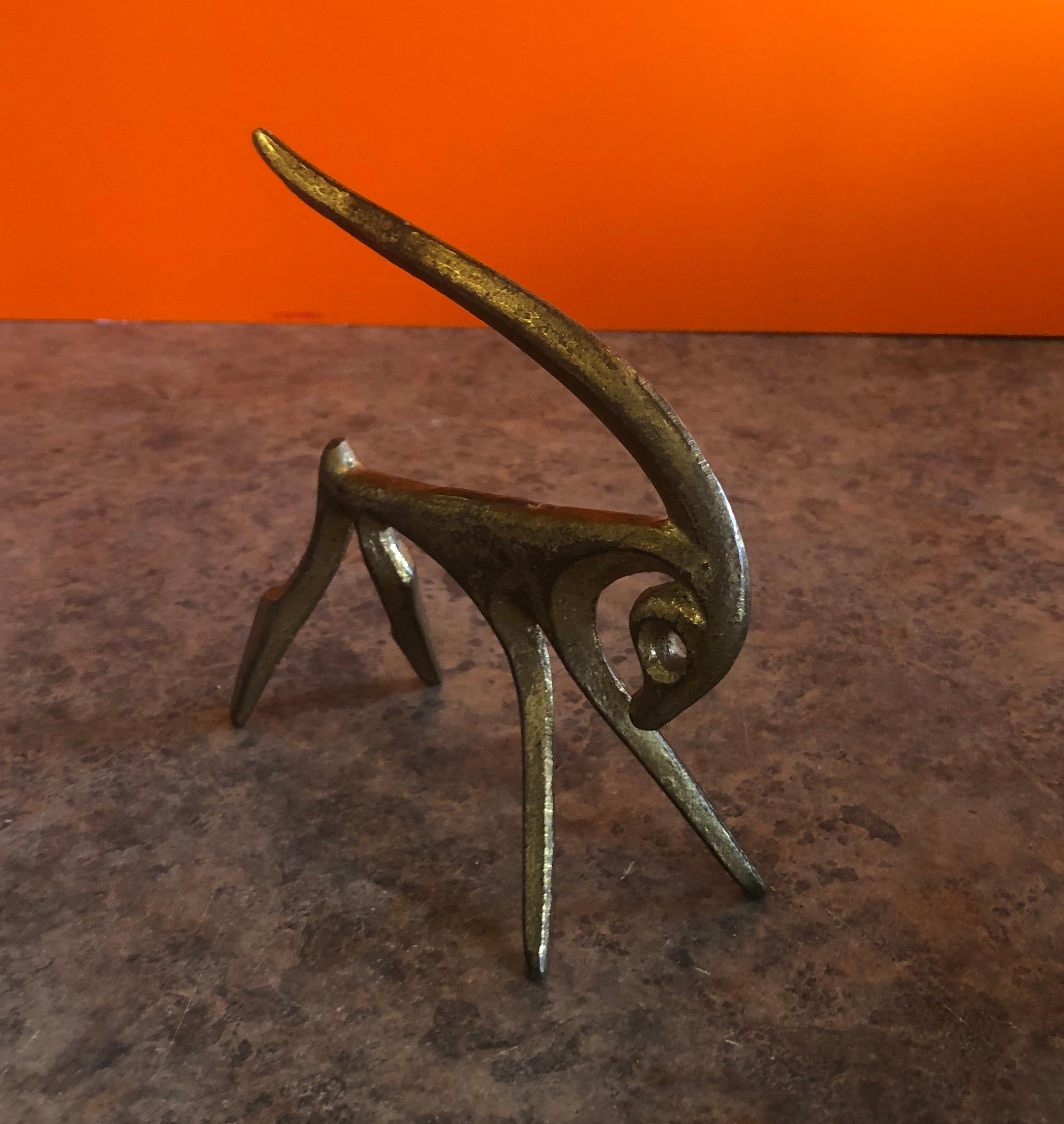 Mid-Century Modern Patinated Giraffe and Gazelle Bronze Sculptures by Frederic Weinberg For Sale