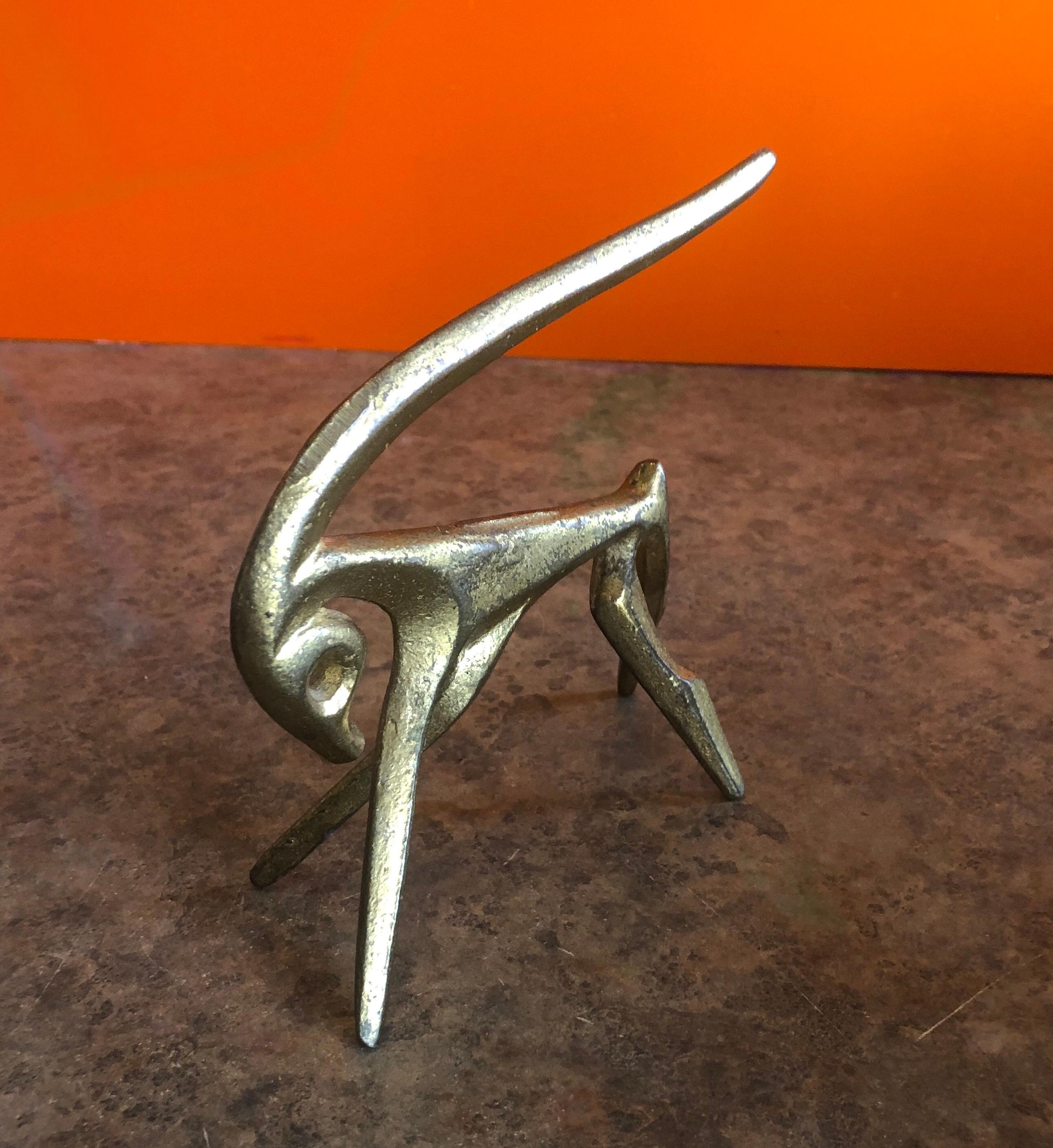 American Patinated Giraffe and Gazelle Bronze Sculptures by Frederic Weinberg For Sale