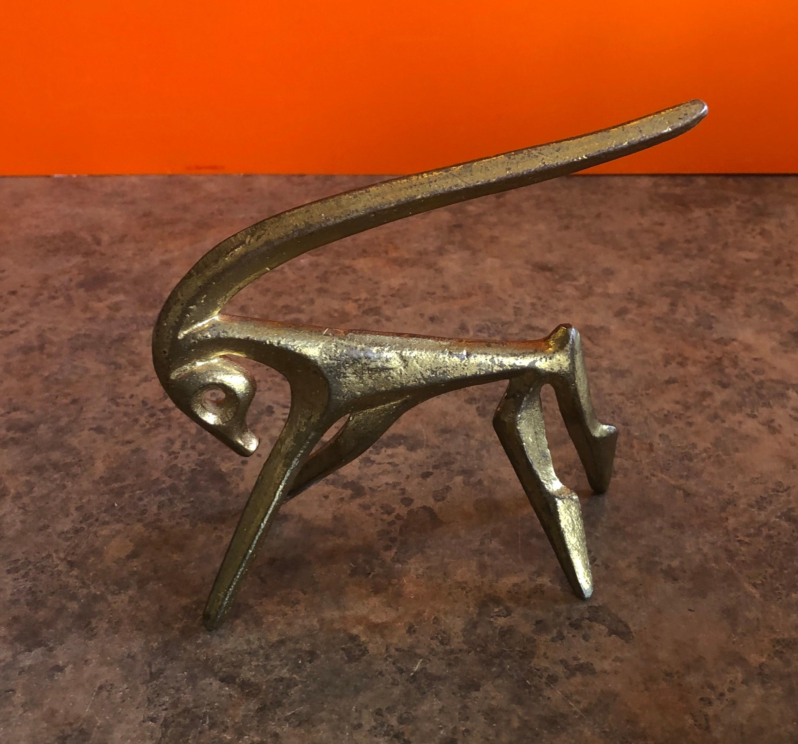 Patinated Giraffe and Gazelle Bronze Sculptures by Frederic Weinberg In Good Condition For Sale In San Diego, CA