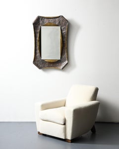 Patinated, Hand-Shaped and Hammered Bronze Mirror