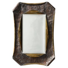 Patinated, Hand-Shaped and Hammered Bronze Mirror