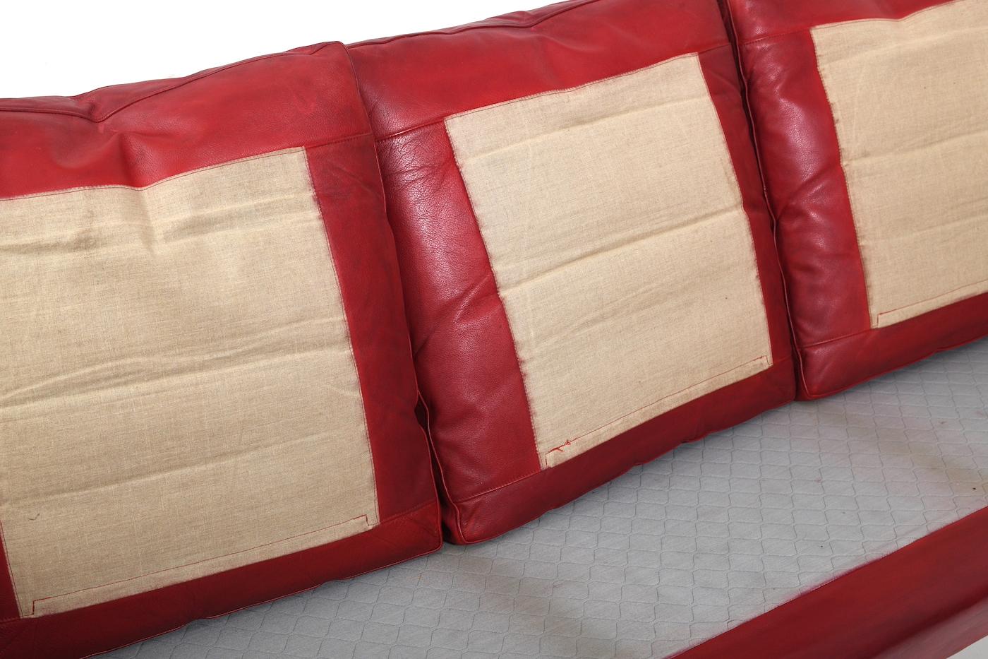 Patinated Indian Red Leather Sofa by Arne Wahl Iversen 6