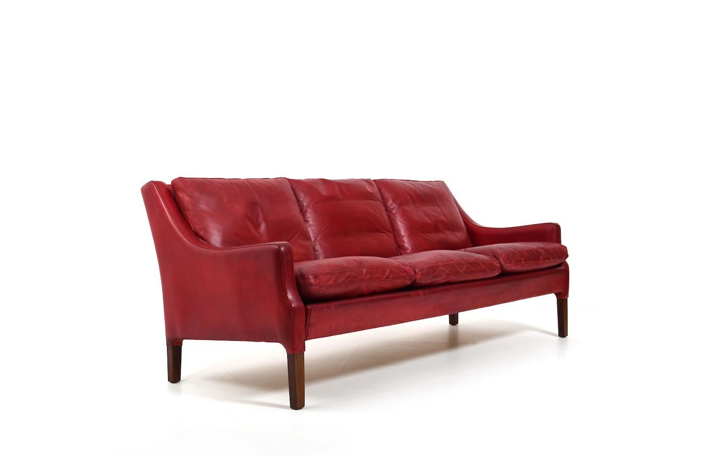 modern red leather sofa