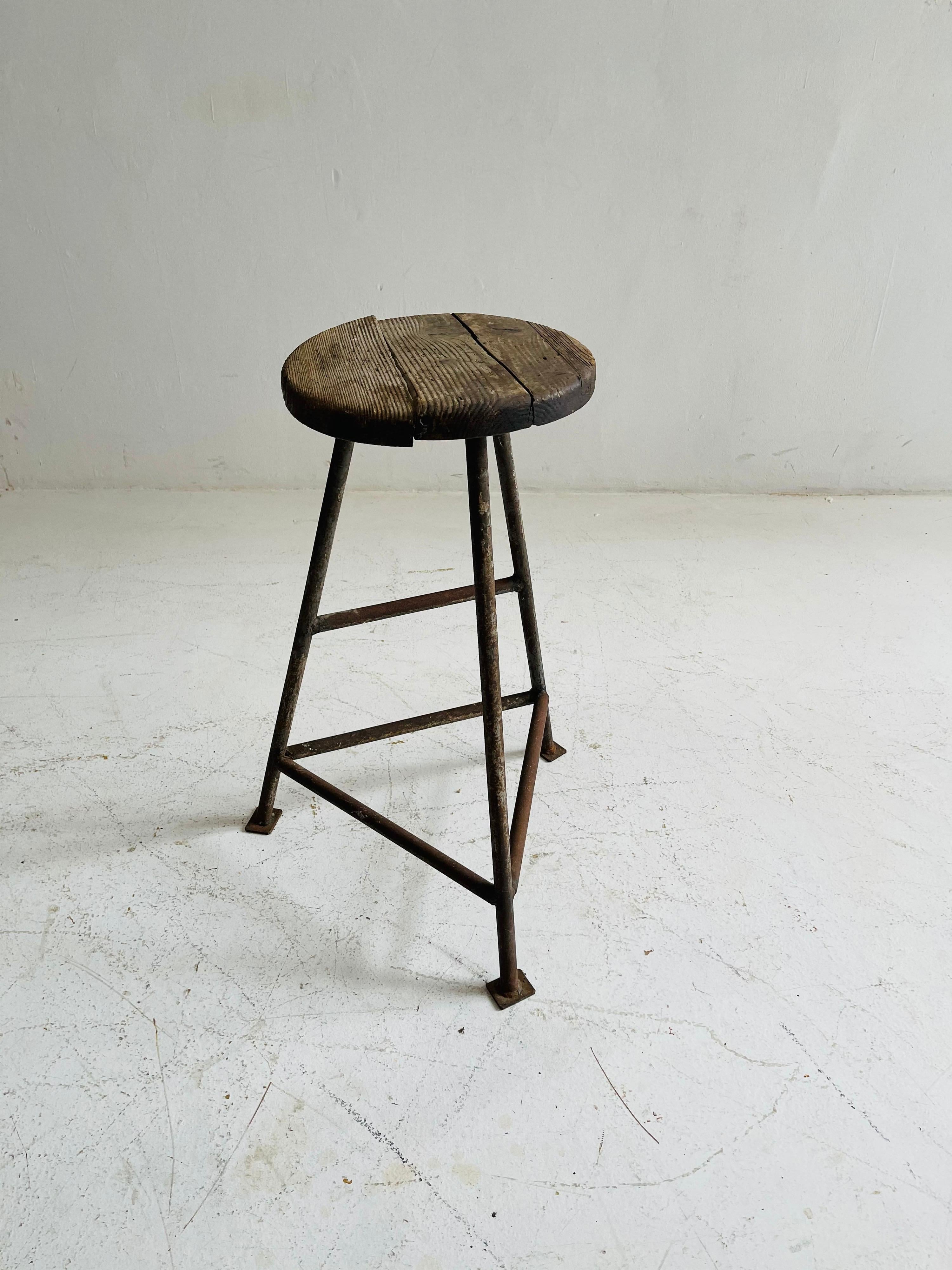 Patinated Industrial Factory Stools Group of Six, Austria, 1930s For Sale 4
