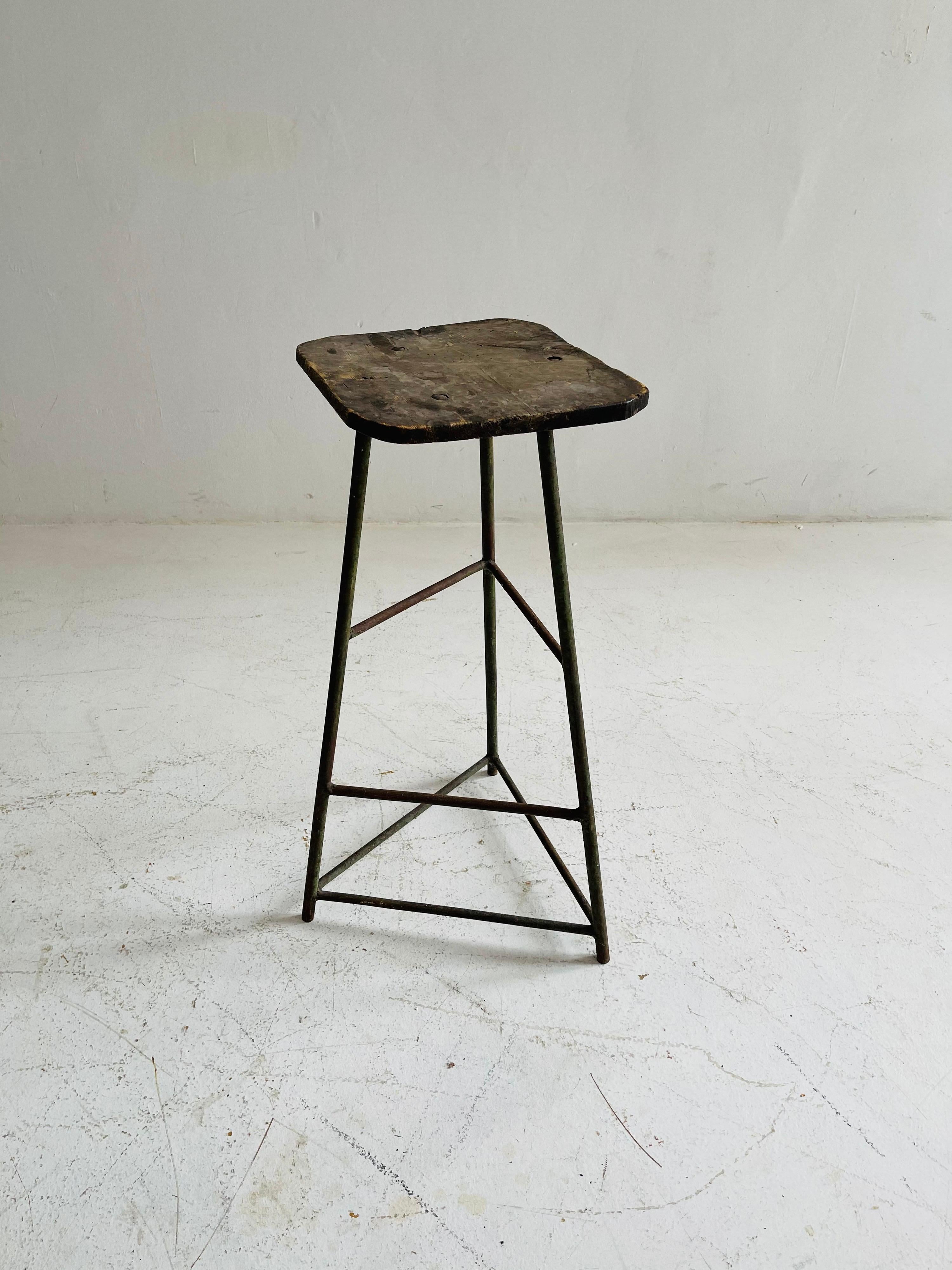 Patinated Industrial Factory Stools Group of Six, Austria, 1930s For Sale 5